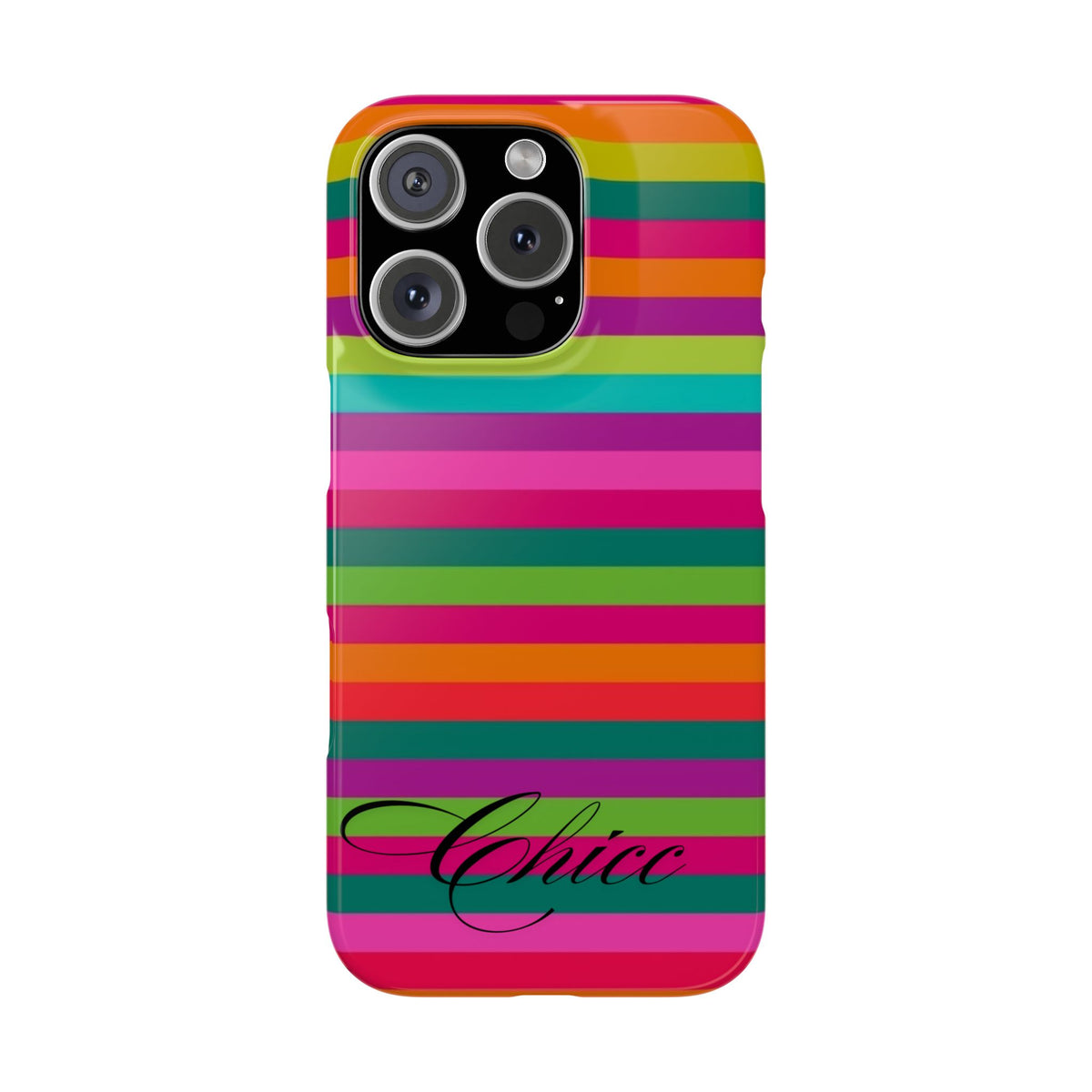 Chic Stripes Slim Phone Case — Colorful Rainbow Stripe Monogram Phone Cover