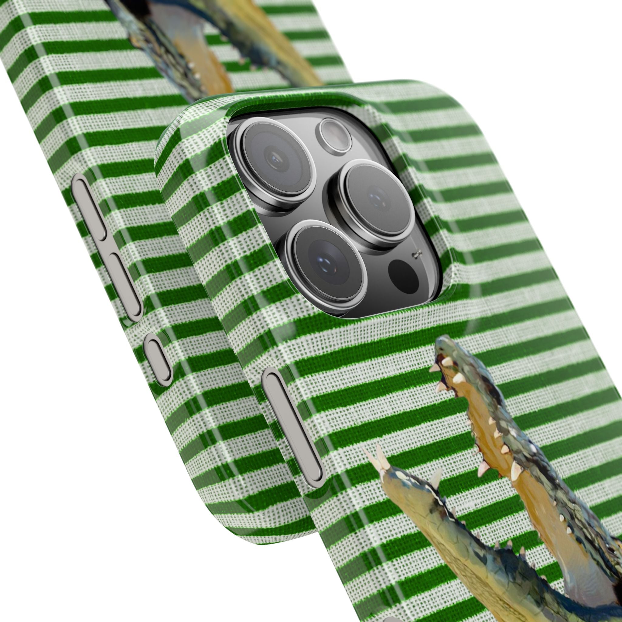 Alligator Stripes Slim Phone Case — Green Striped Gator Design