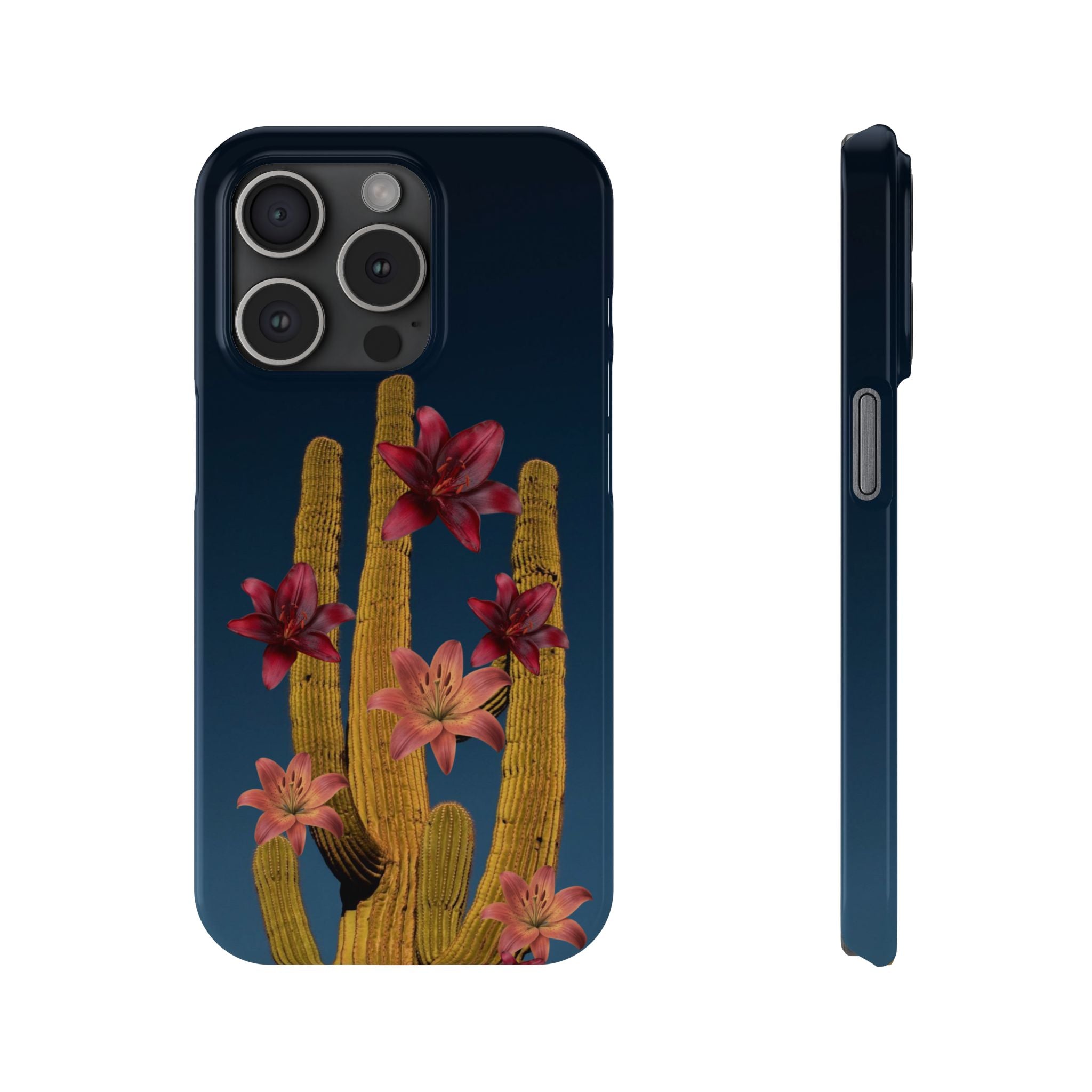 Cactus Bloom Slim Phone Case — Desert Floral Night Design