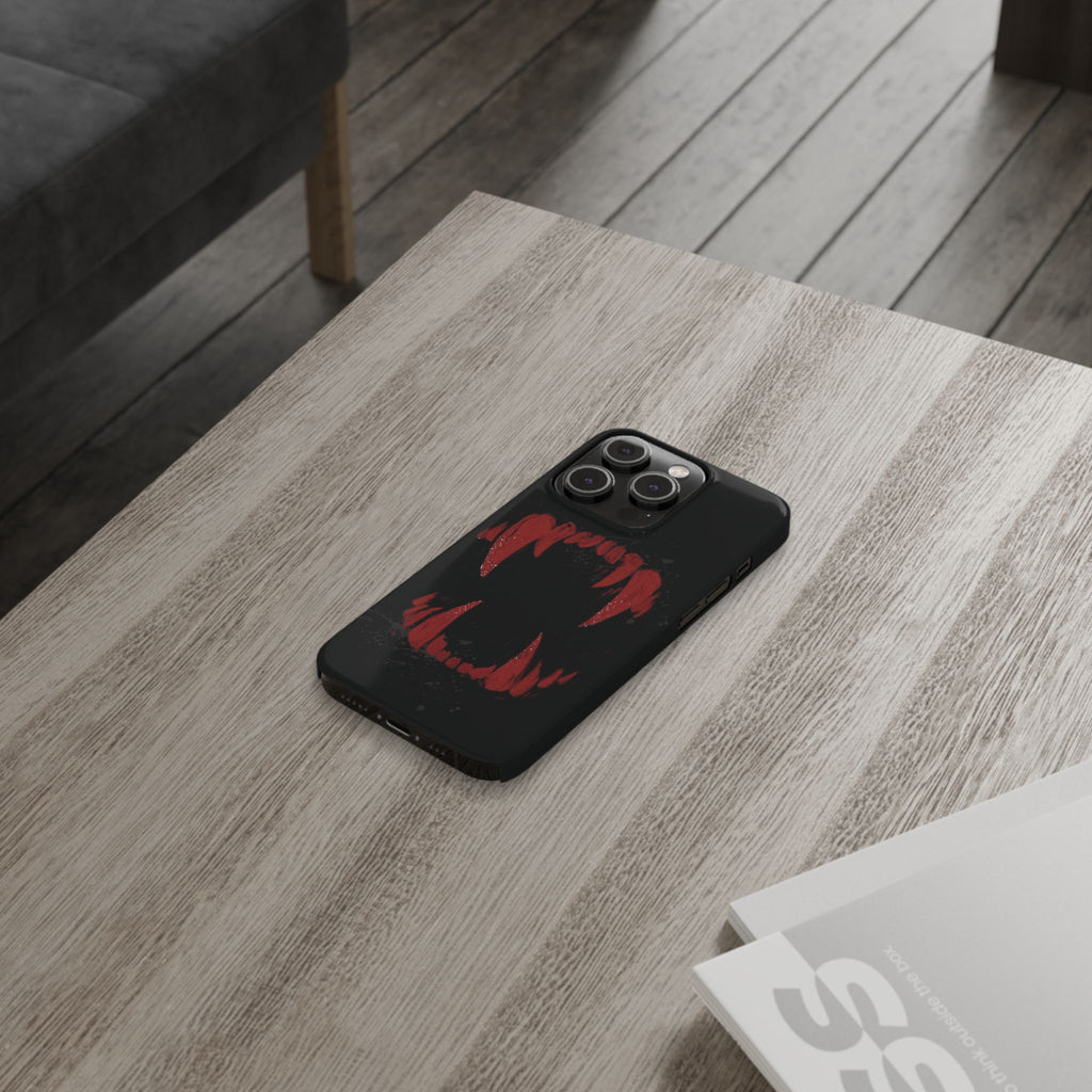 Vampire Fangs Slim Phone Case — Gothic Red Bite Design