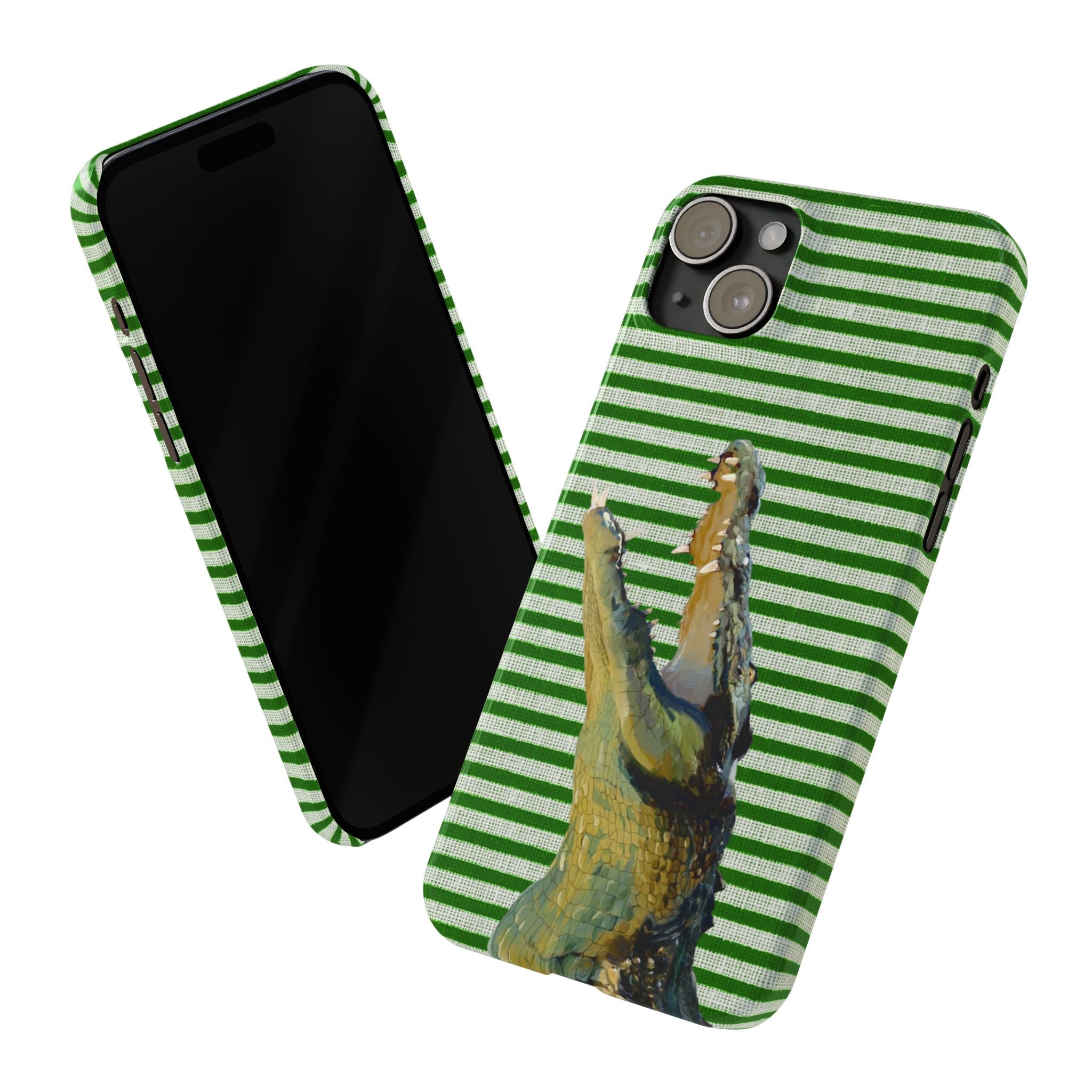 Alligator Stripes Slim Phone Case — Green Striped Gator Design