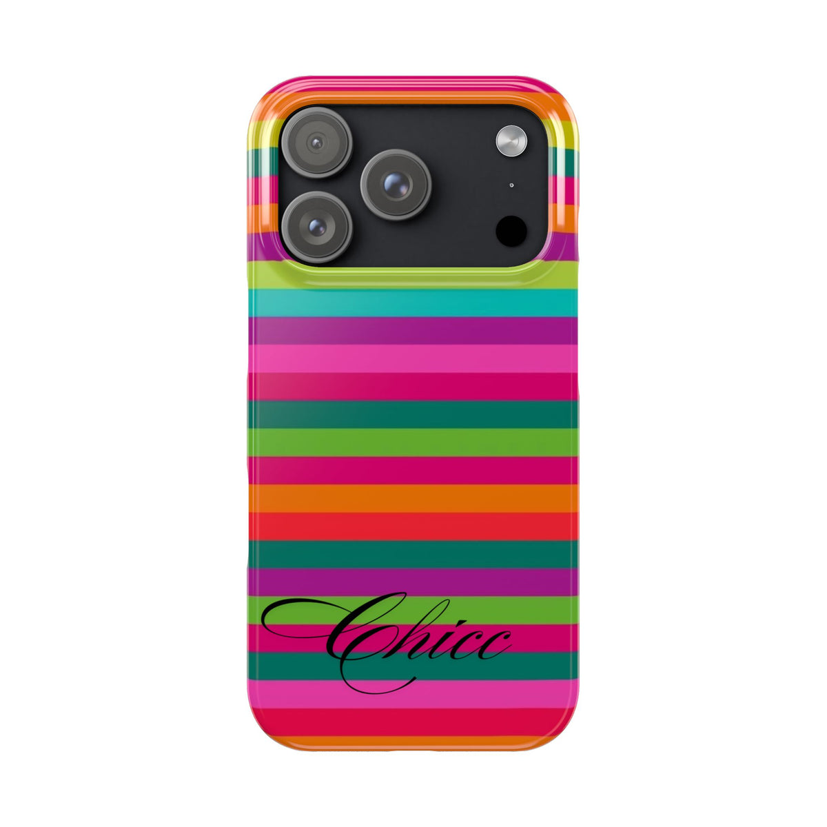 Chic Stripes Slim Phone Case — Colorful Rainbow Stripe Monogram Phone Cover