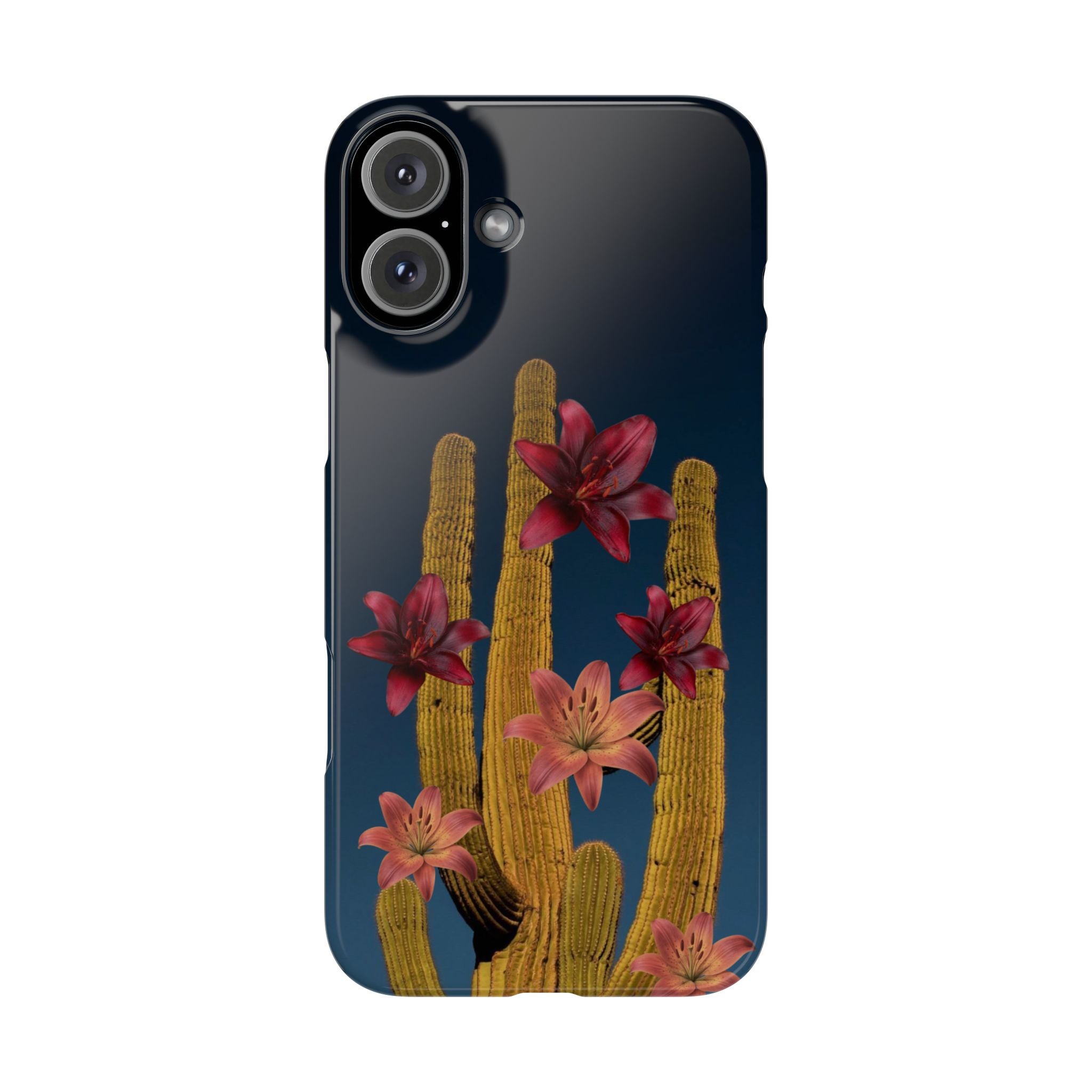Cactus Bloom Slim Phone Case — Desert Floral Night Design