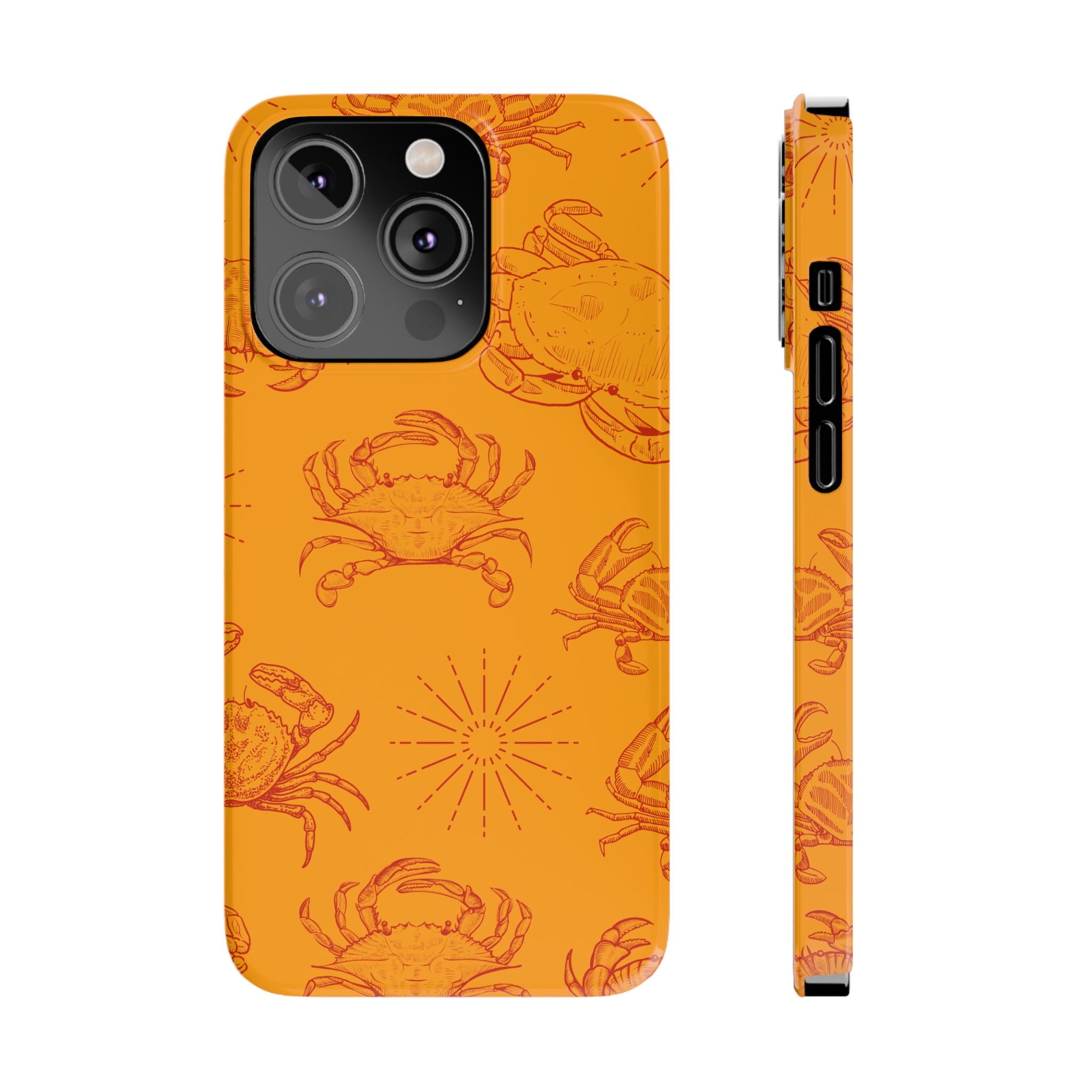 Crab Pattern Slim Phone Case — Orange Nautical Beach Vibe