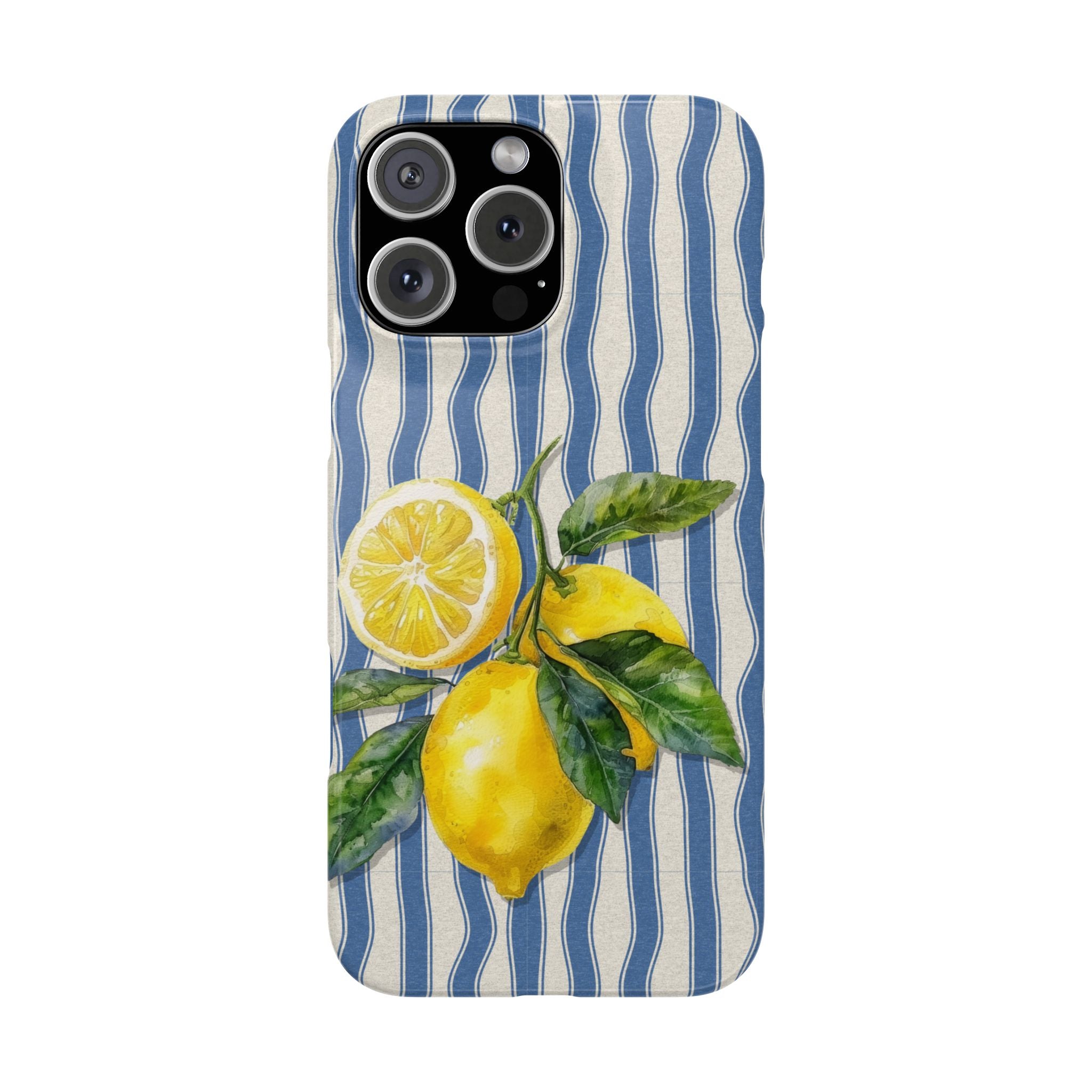 Lemon Stripe Slim Phone Case – Hand-Painted Citrus Design