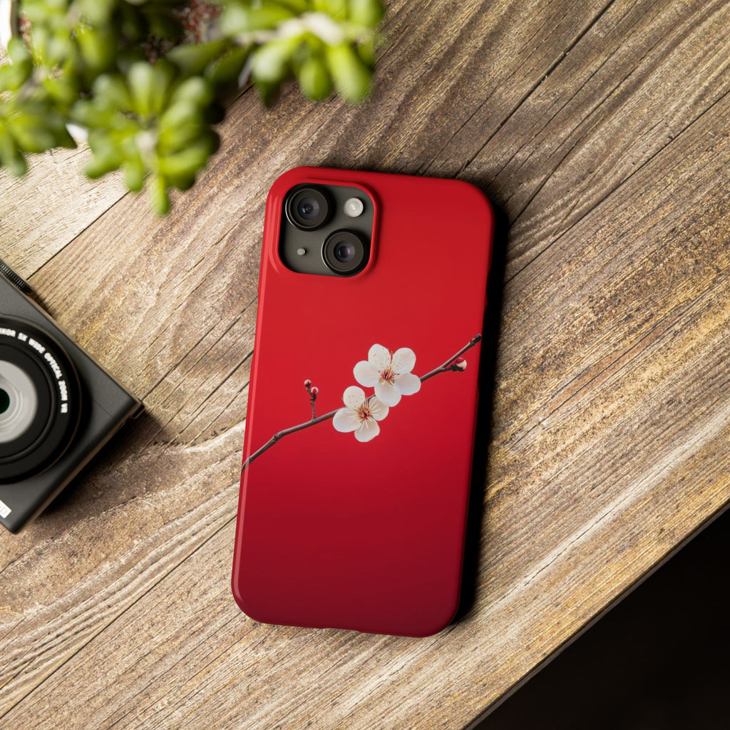 Minimal Red Sakura Blossom Design