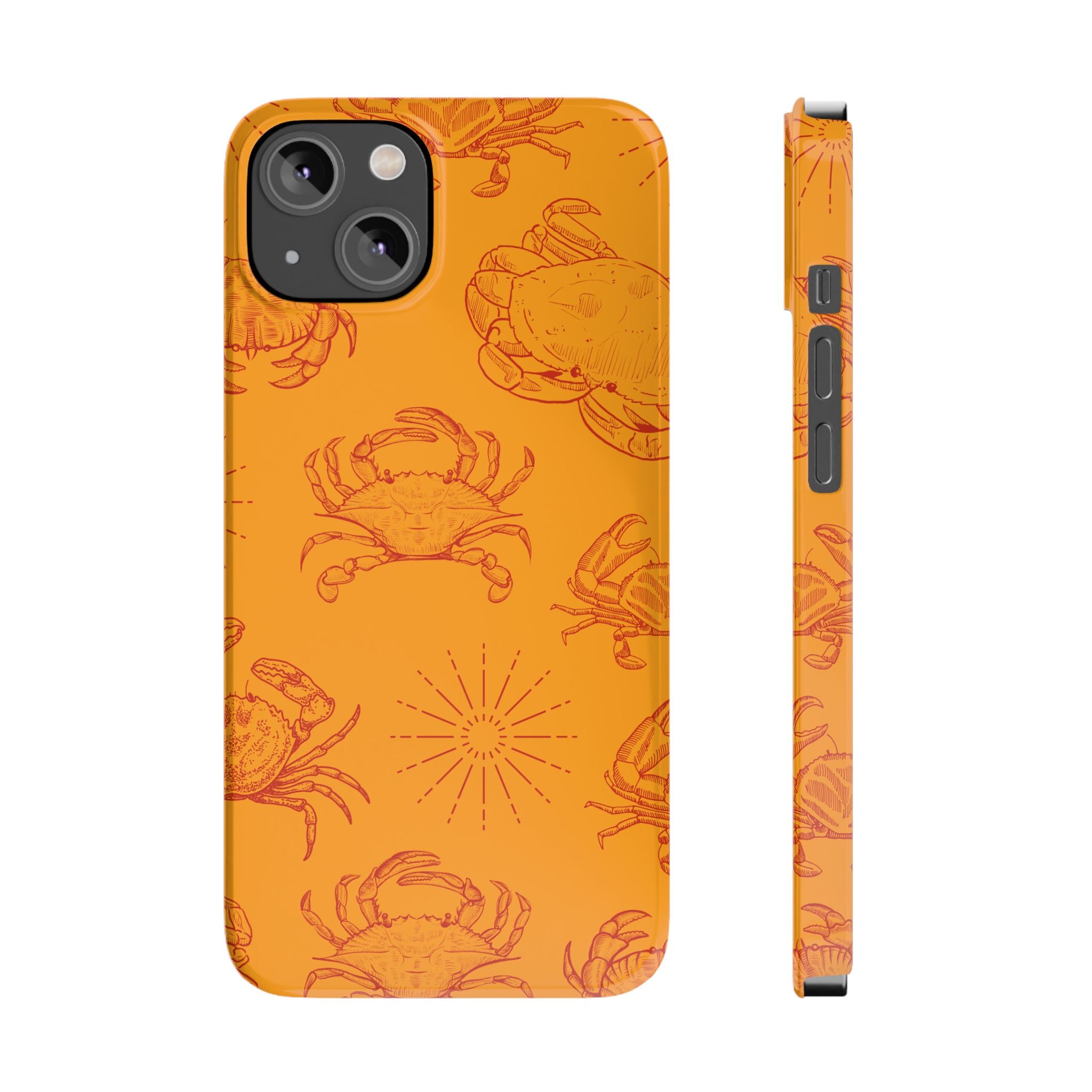 Crab Pattern Slim Phone Case — Orange Nautical Beach Vibe