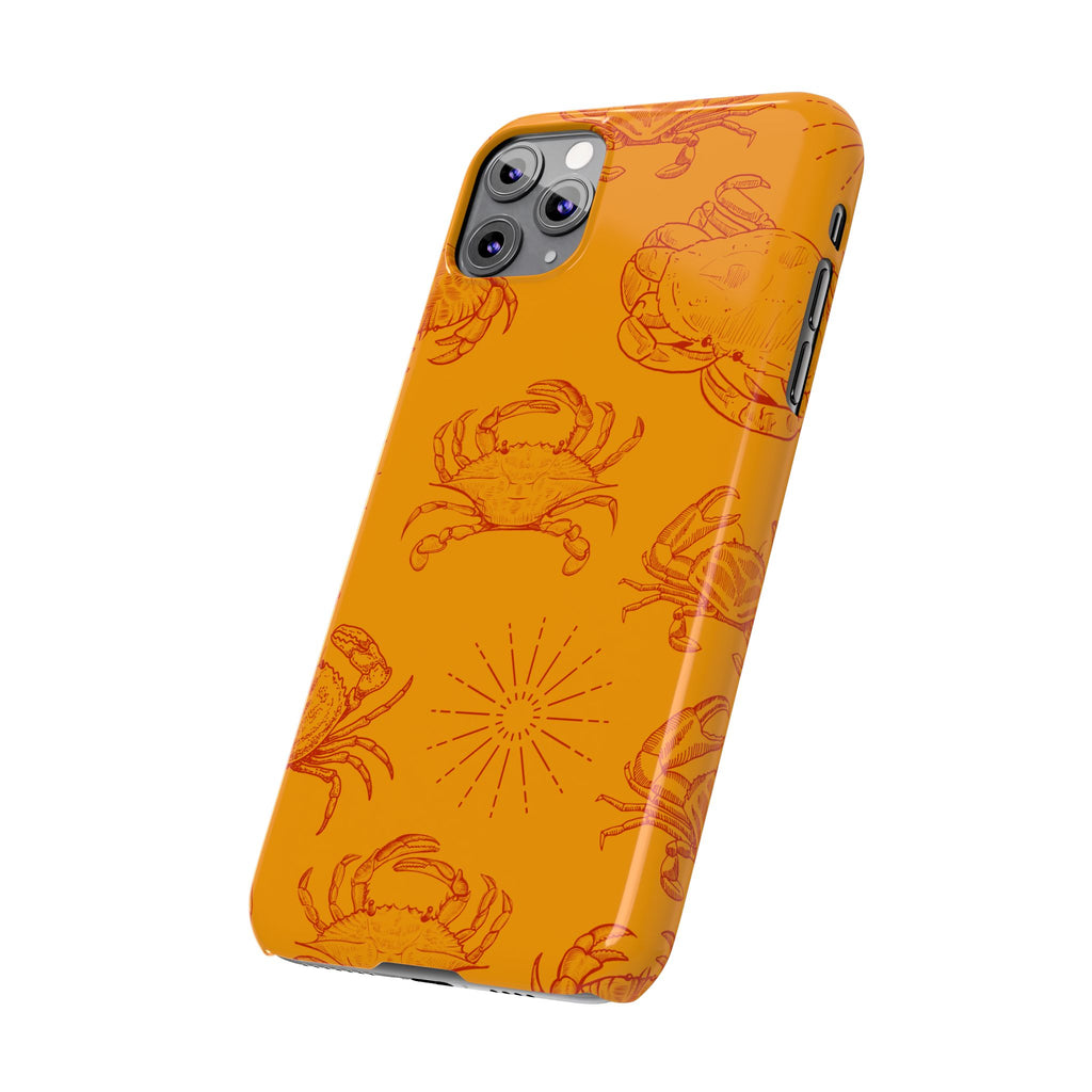Crab Pattern Slim Phone Case — Orange Nautical Beach Vibe