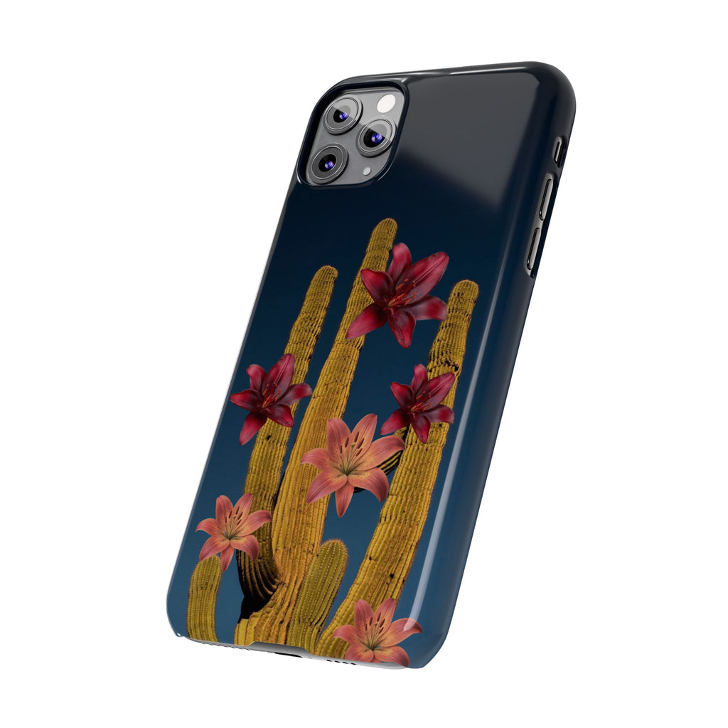 Cactus Bloom Slim Phone Case — Desert Floral Night Design
