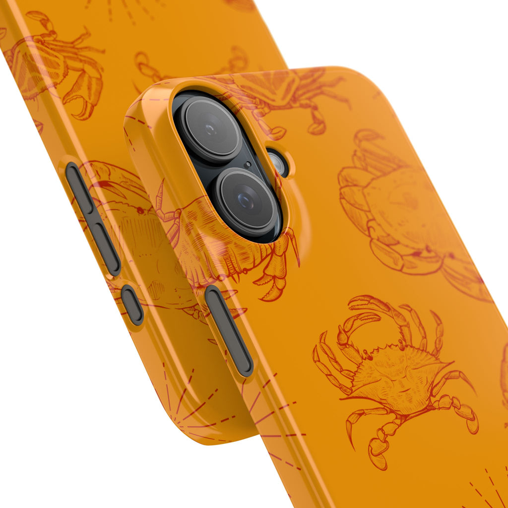 Crab Pattern Slim Phone Case — Orange Nautical Beach Vibe