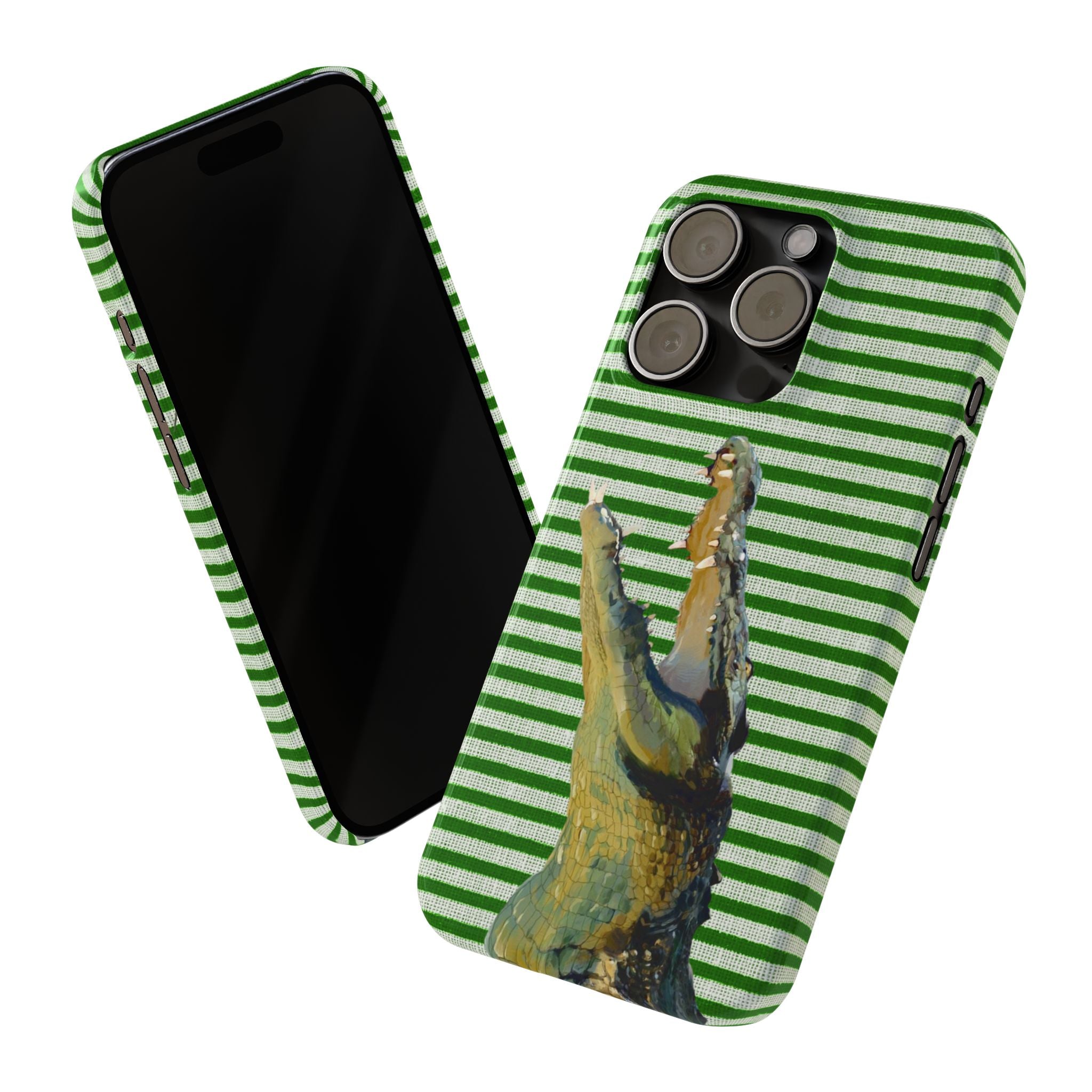 Alligator Stripes Slim Phone Case — Green Striped Gator Design