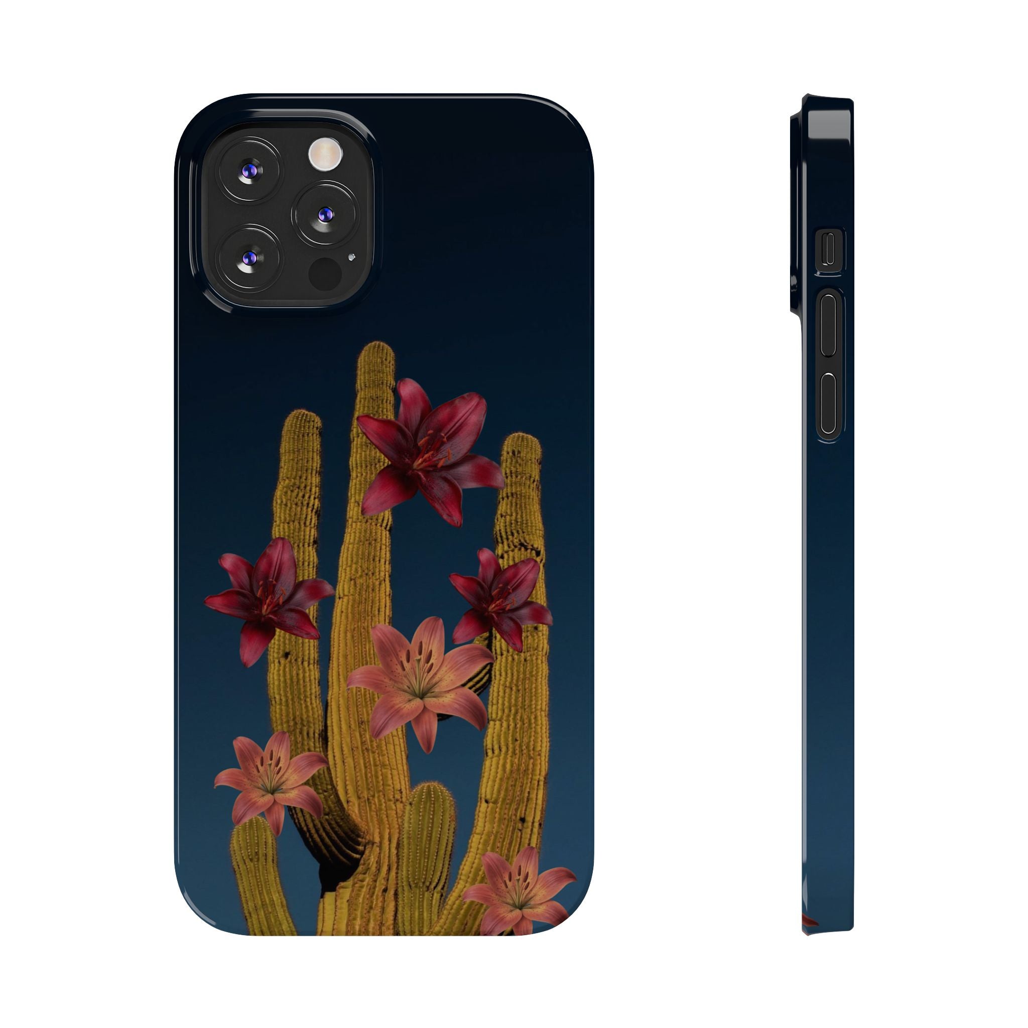 Cactus Bloom Slim Phone Case — Desert Floral Night Design