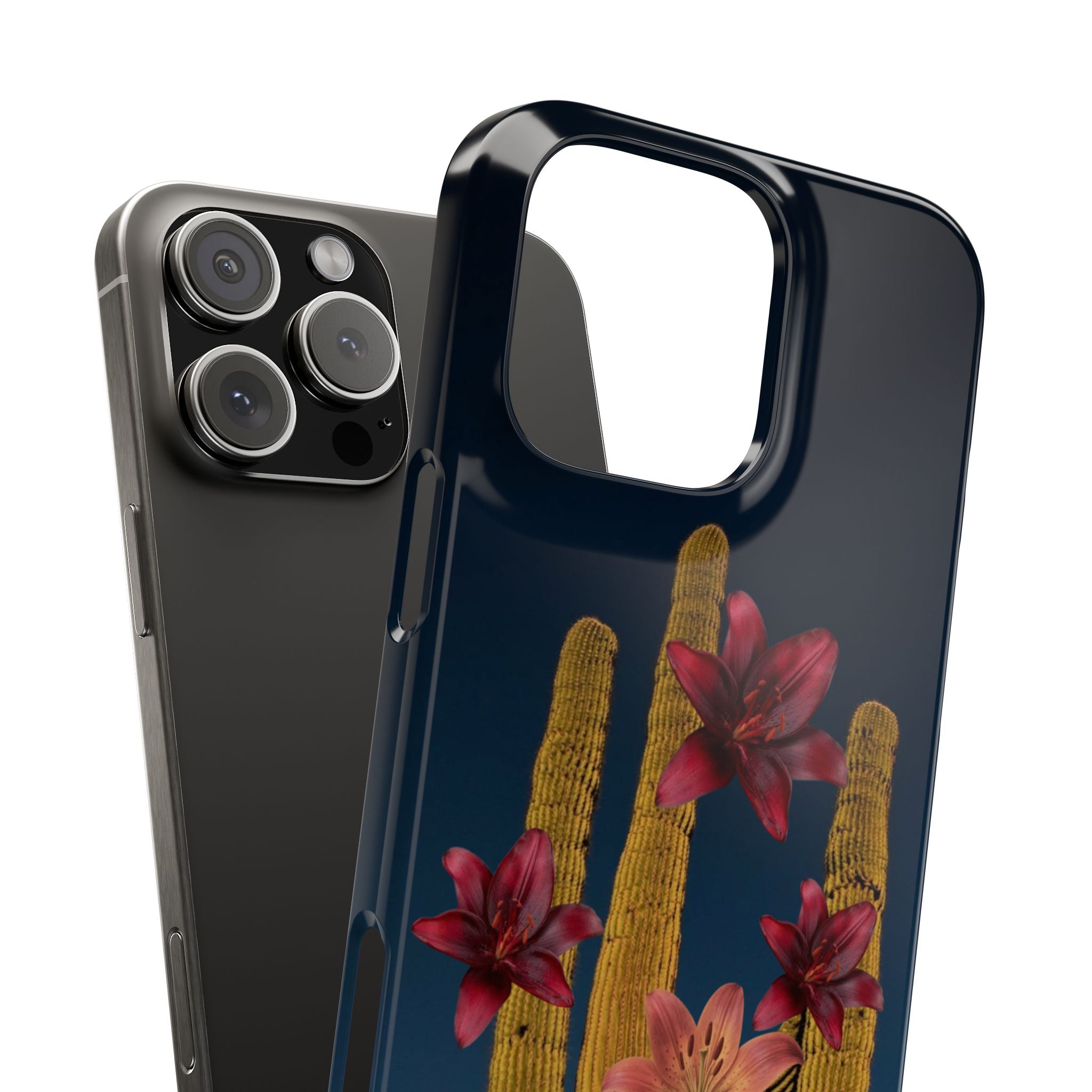 Cactus Bloom Slim Phone Case — Desert Floral Night Design