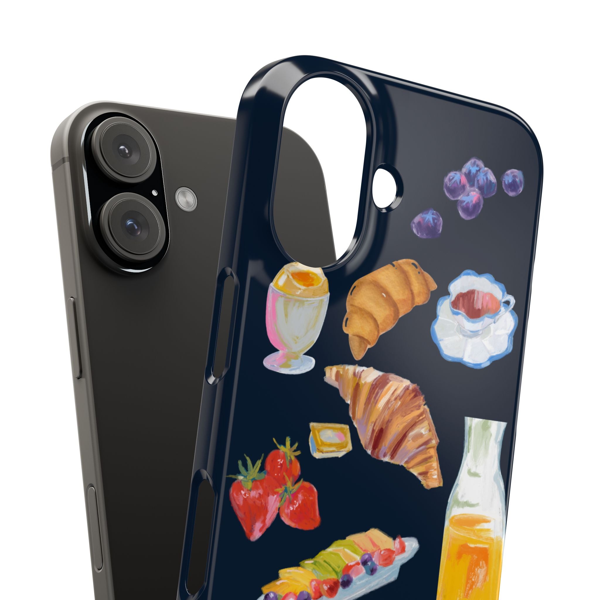 Brunch Icons Slim Phone Case — Croissant, Eggs & Juice Breakfast Design
