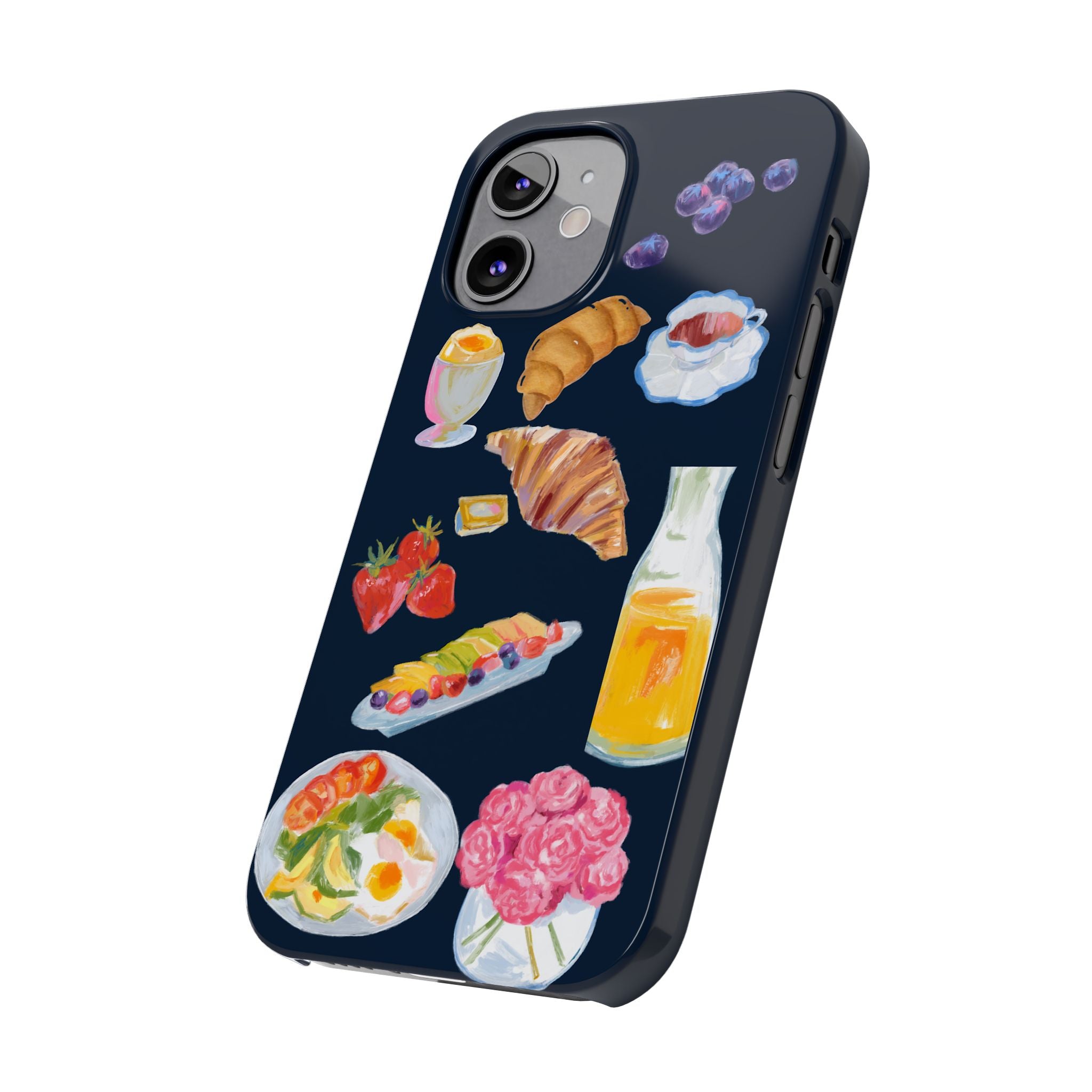 Brunch Icons Slim Phone Case — Croissant, Eggs & Juice Breakfast Design
