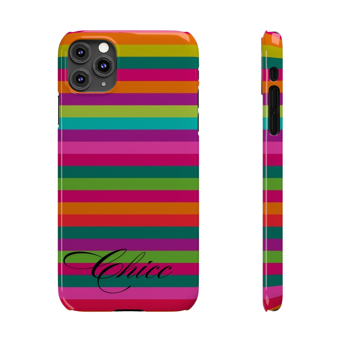 Chic Stripes Slim Phone Case — Colorful Rainbow Stripe Monogram Phone Cover