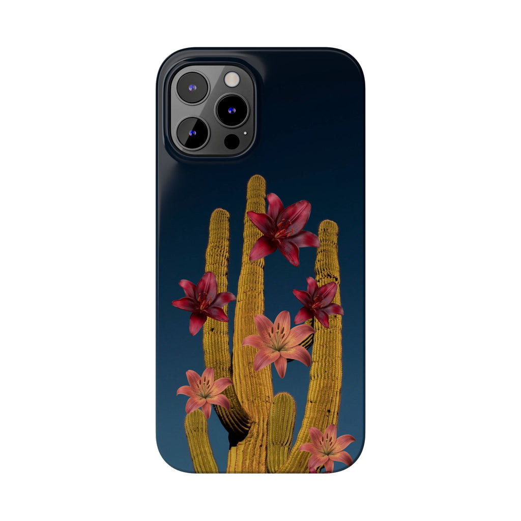 Cactus Bloom Slim Phone Case — Desert Floral Night Design