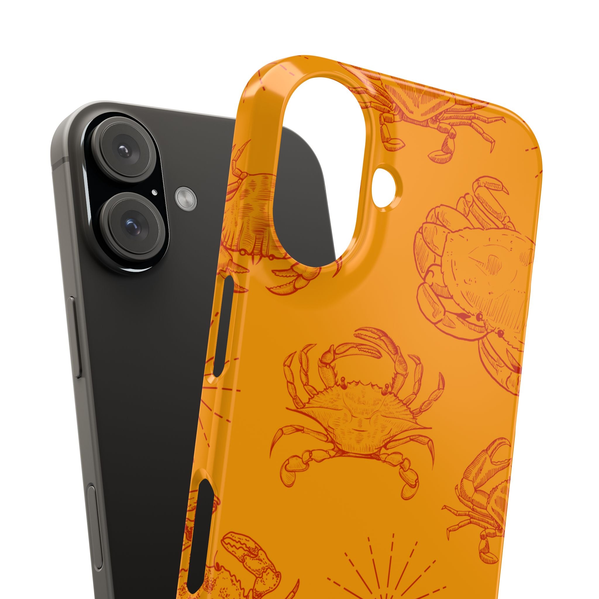 Crab Pattern Slim Phone Case — Orange Nautical Beach Vibe