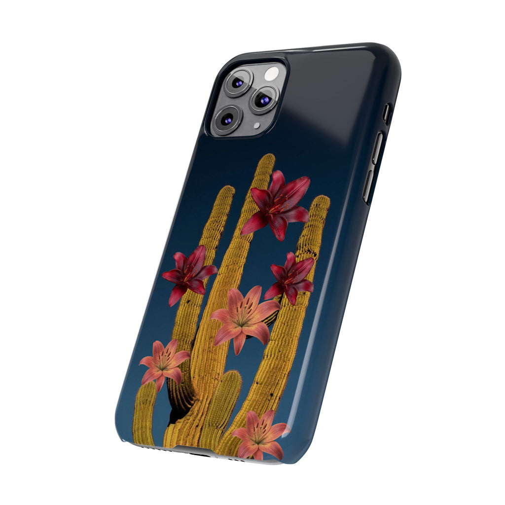 Cactus Bloom Slim Phone Case — Desert Floral Night Design