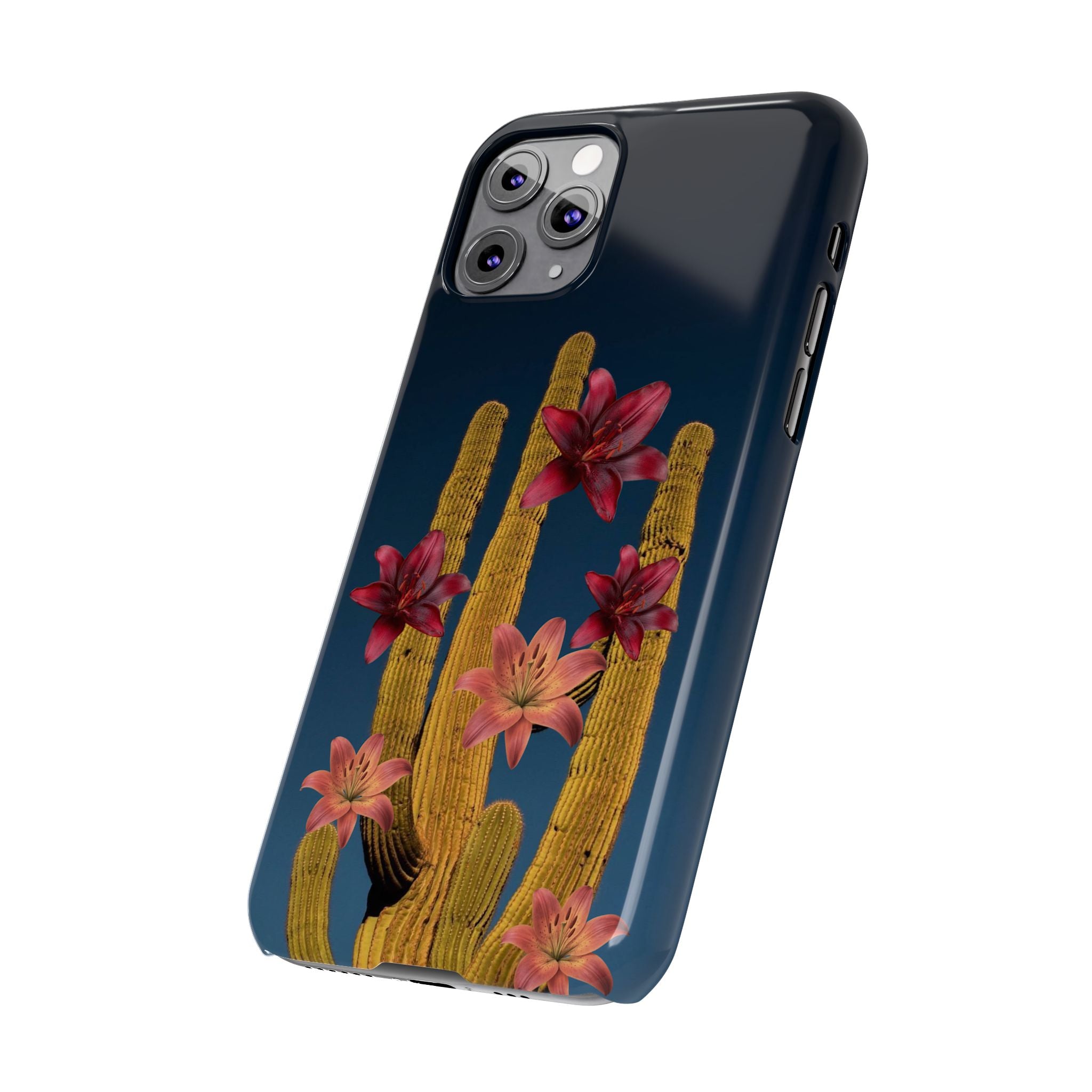 Cactus Bloom Slim Phone Case — Desert Floral Night Design