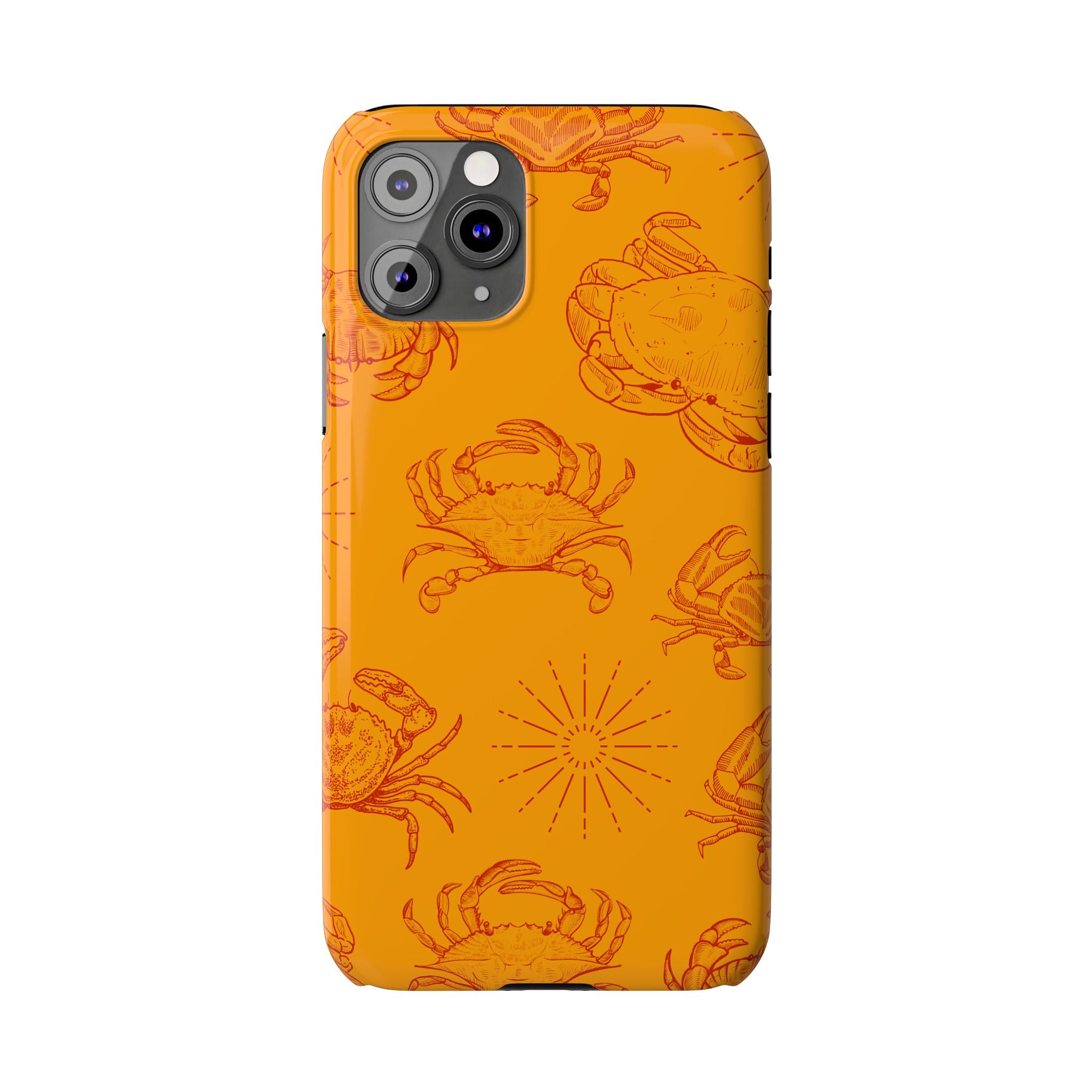 Crab Pattern Slim Phone Case — Orange Nautical Beach Vibe