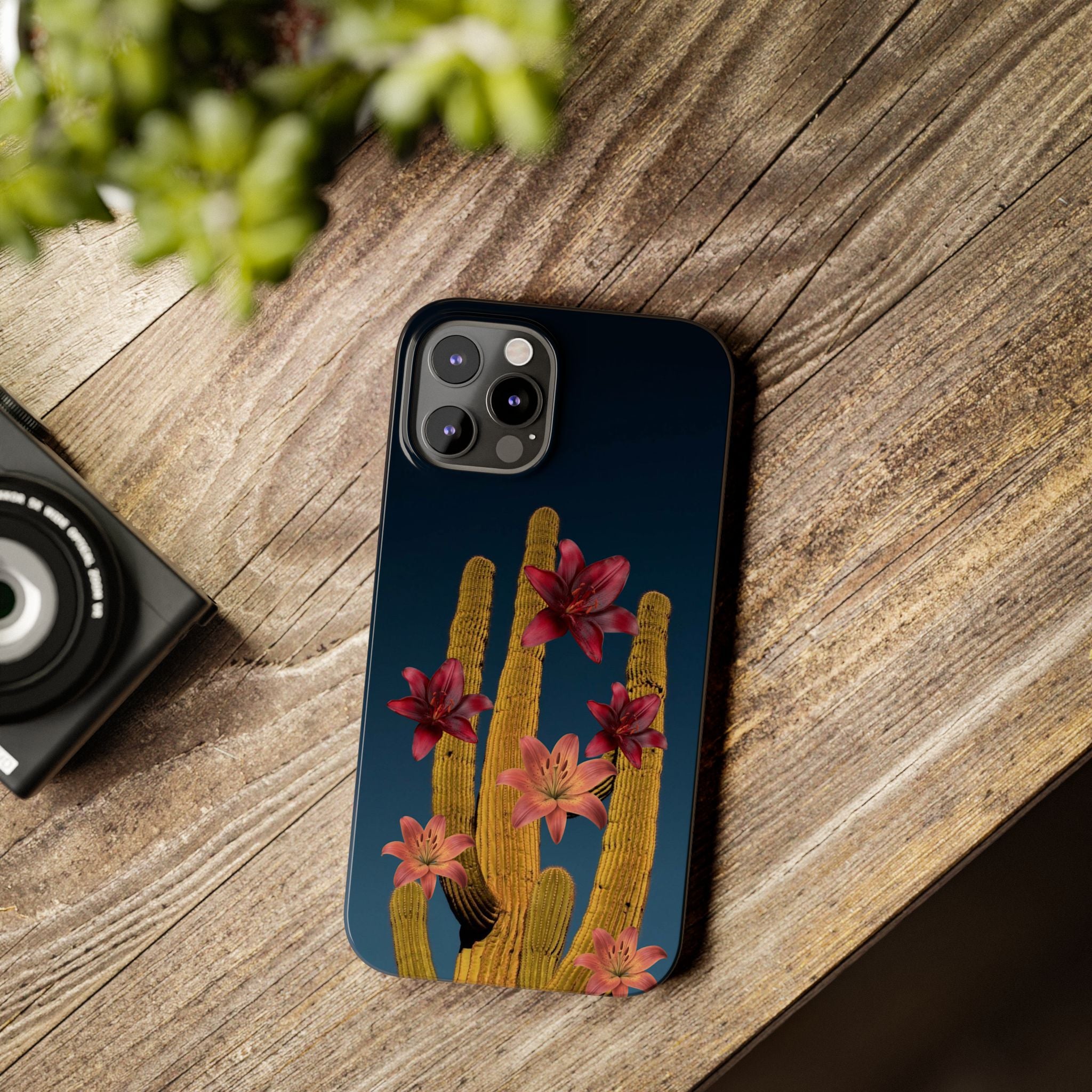 Cactus Bloom Slim Phone Case — Desert Floral Night Design