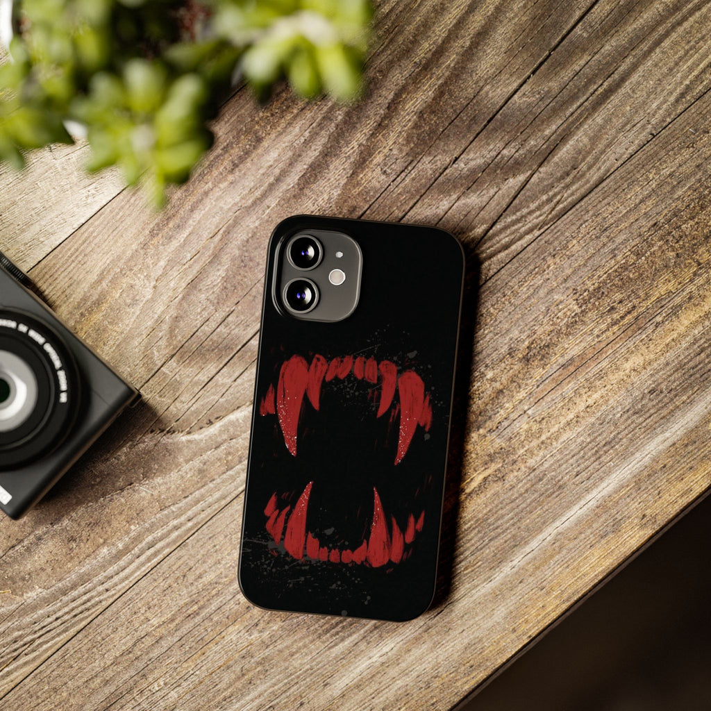 Vampire Fangs Slim Phone Case — Gothic Red Bite Design