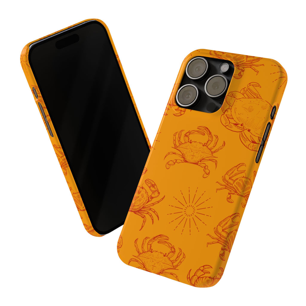 Crab Pattern Slim Phone Case — Orange Nautical Beach Vibe