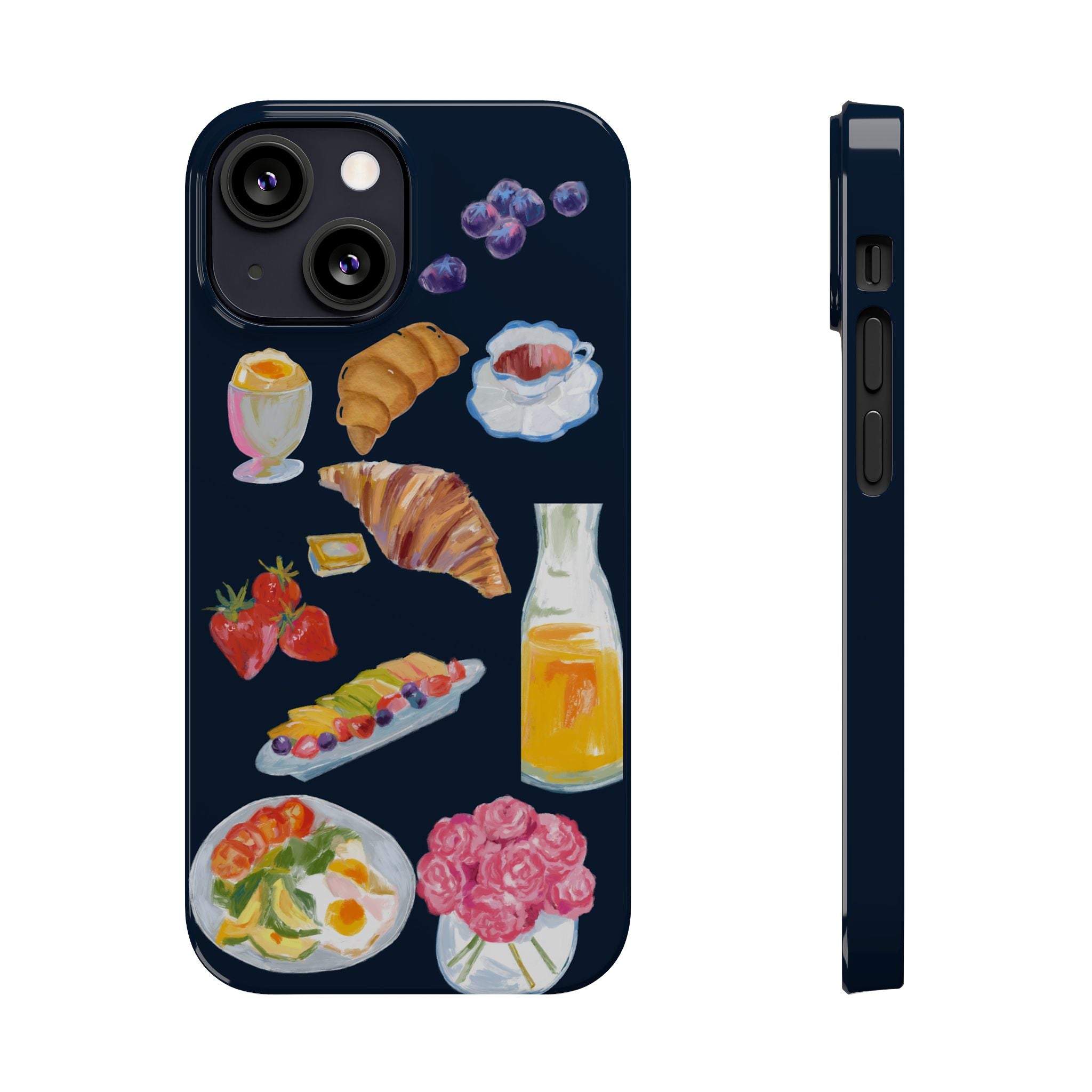 Brunch Icons Slim Phone Case — Croissant, Eggs & Juice Breakfast Design
