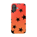 Star Pattern Slim Phone Case — Gradient Orange Red with Black Stars