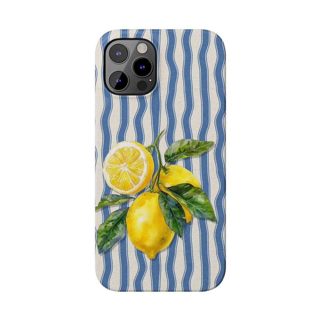 Lemon Stripe Slim Phone Case – Hand-Painted Citrus Design