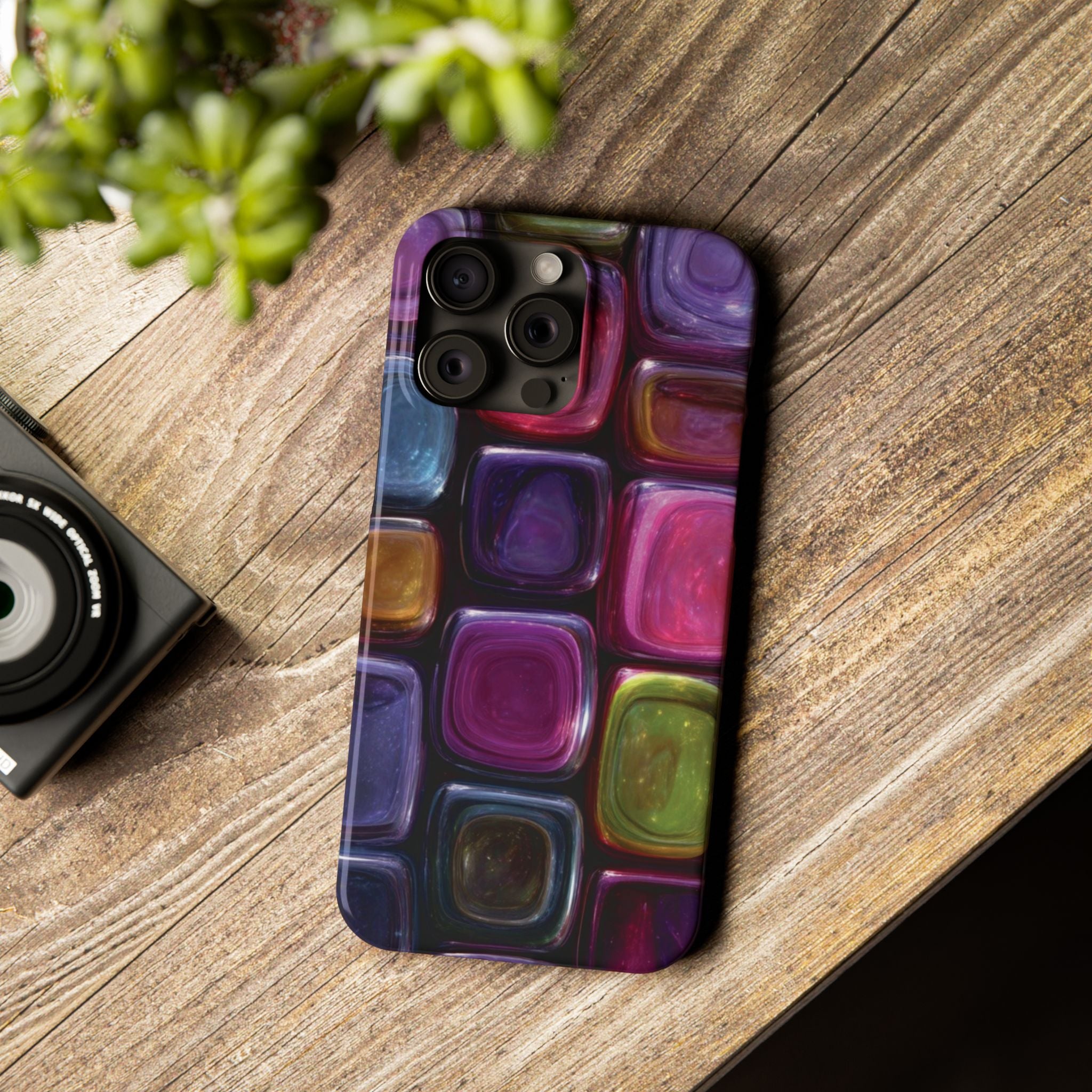 Slim Phone Case — Colorful Abstract Paint Palette Design