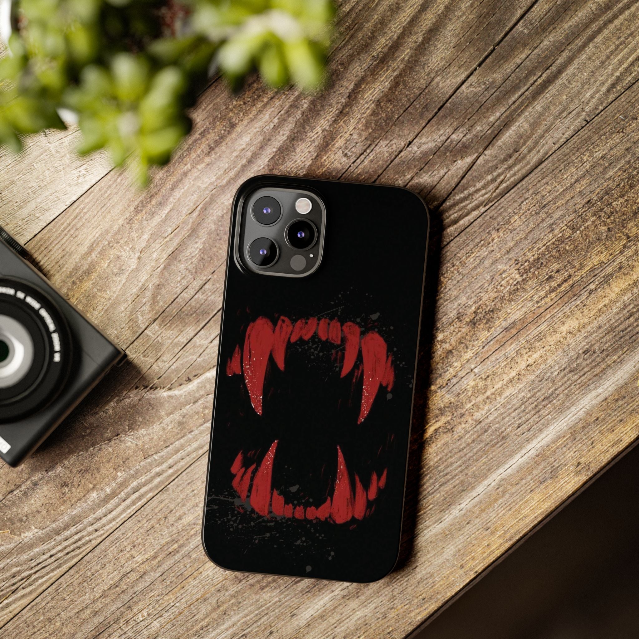 Vampire Fangs Slim Phone Case — Gothic Red Bite Design