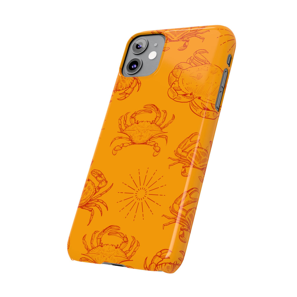 Crab Pattern Slim Phone Case — Orange Nautical Beach Vibe