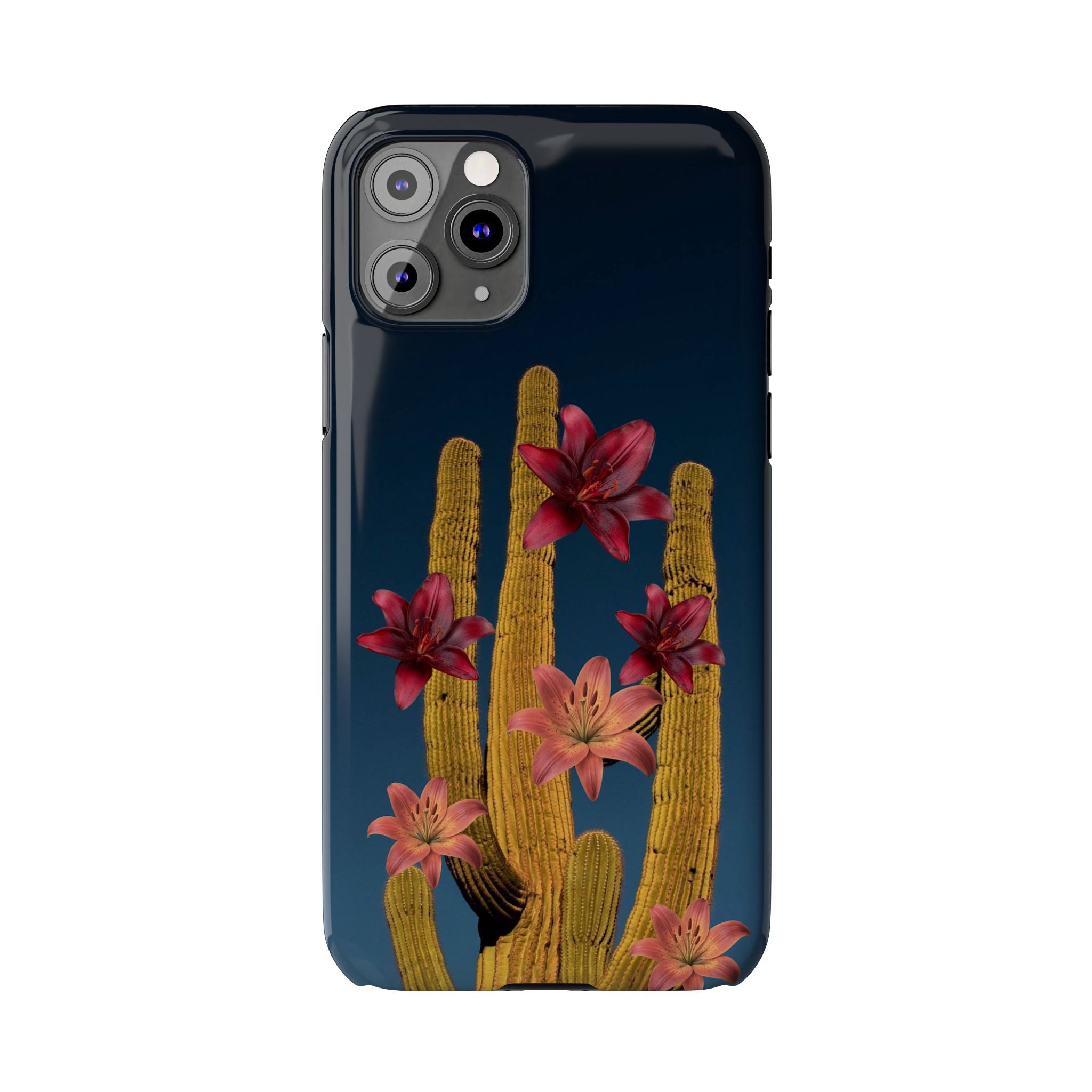 Cactus Bloom Slim Phone Case — Desert Floral Night Design