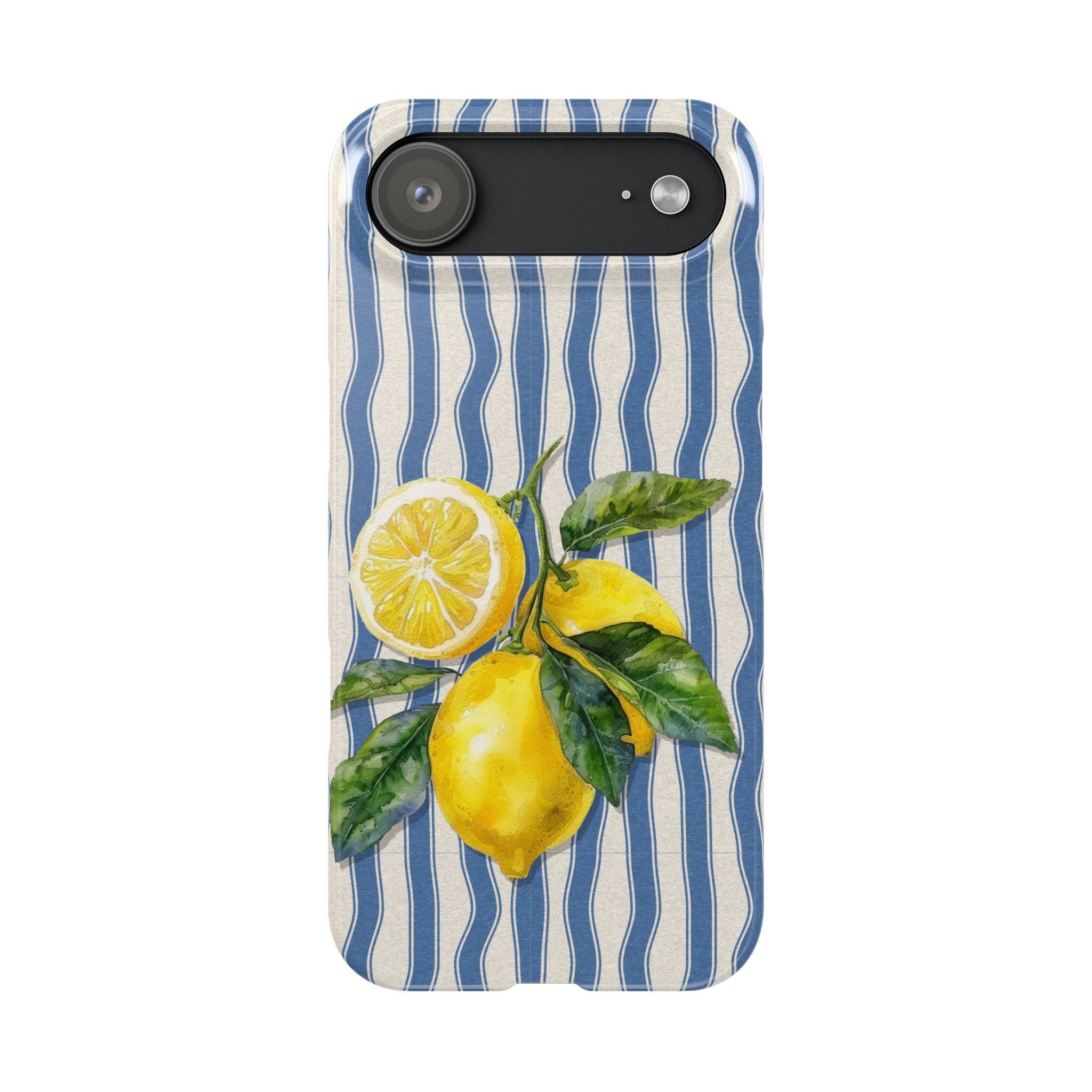 Lemon Stripe Slim Phone Case – Hand-Painted Citrus Design