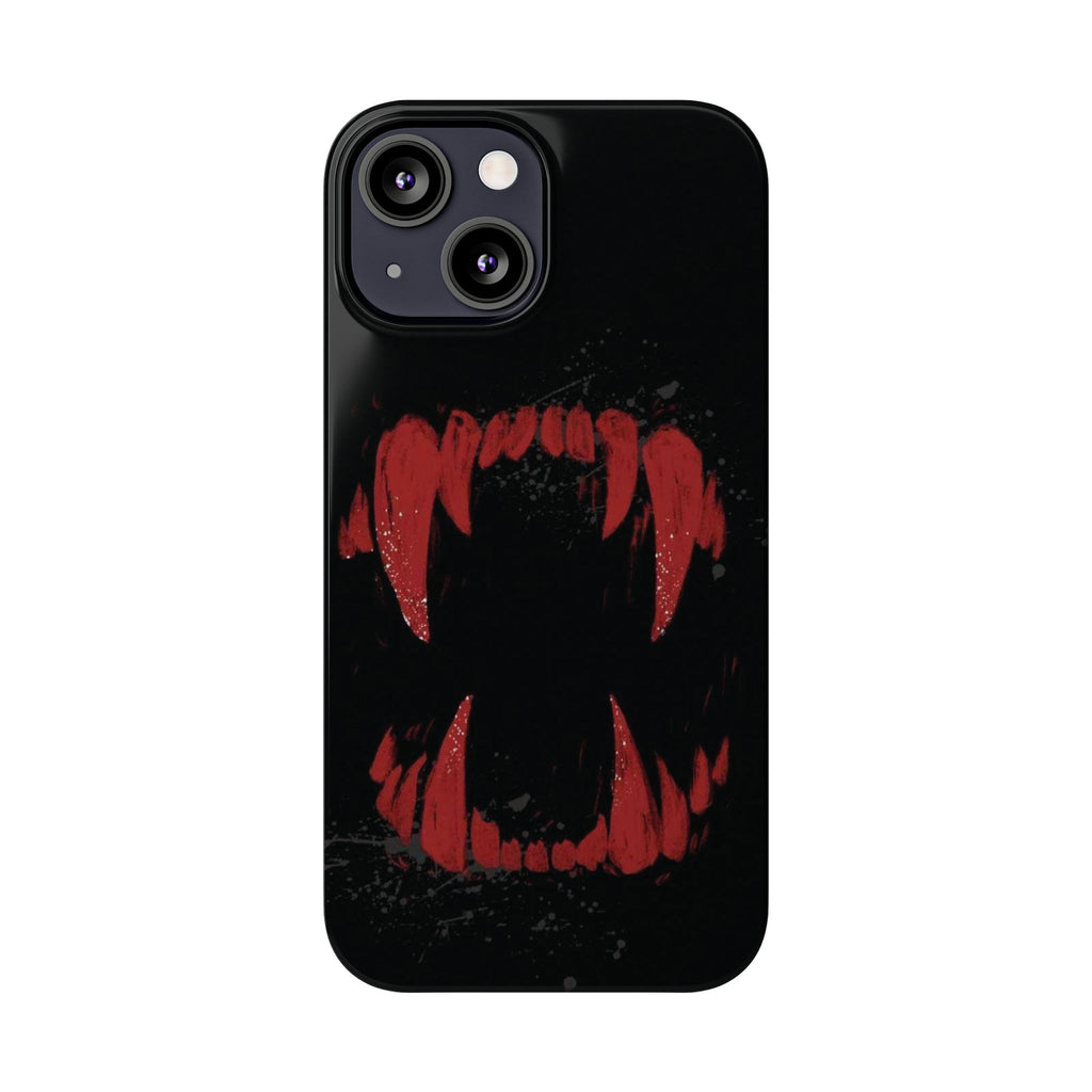 Vampire Fangs Slim Phone Case — Gothic Red Bite Design