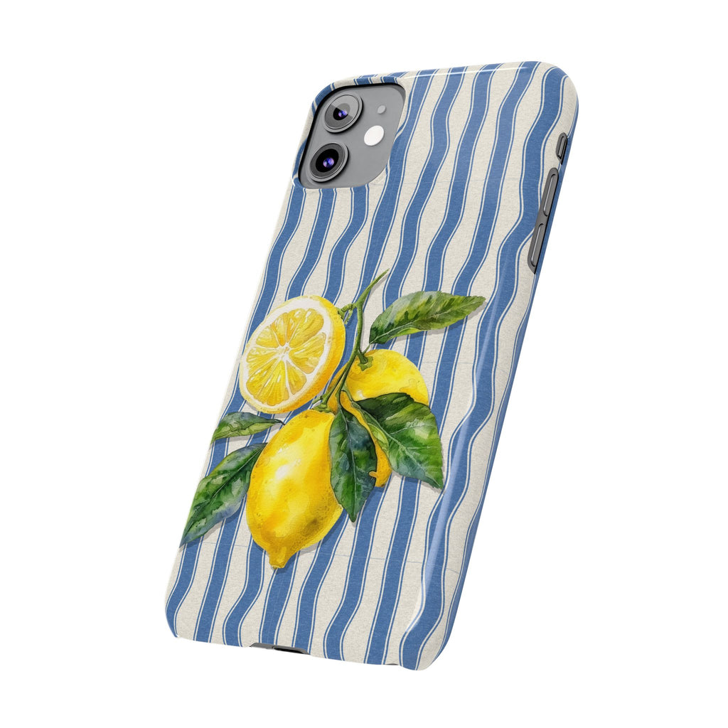 Lemon Stripe Slim Phone Case – Hand-Painted Citrus Design