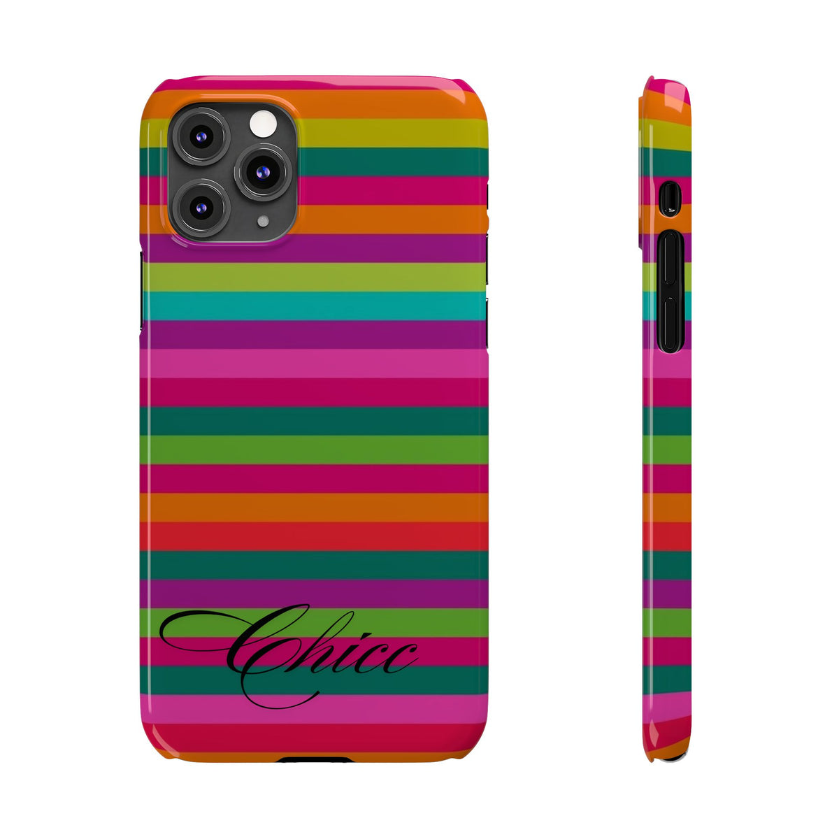 Chic Stripes Slim Phone Case — Colorful Rainbow Stripe Monogram Phone Cover