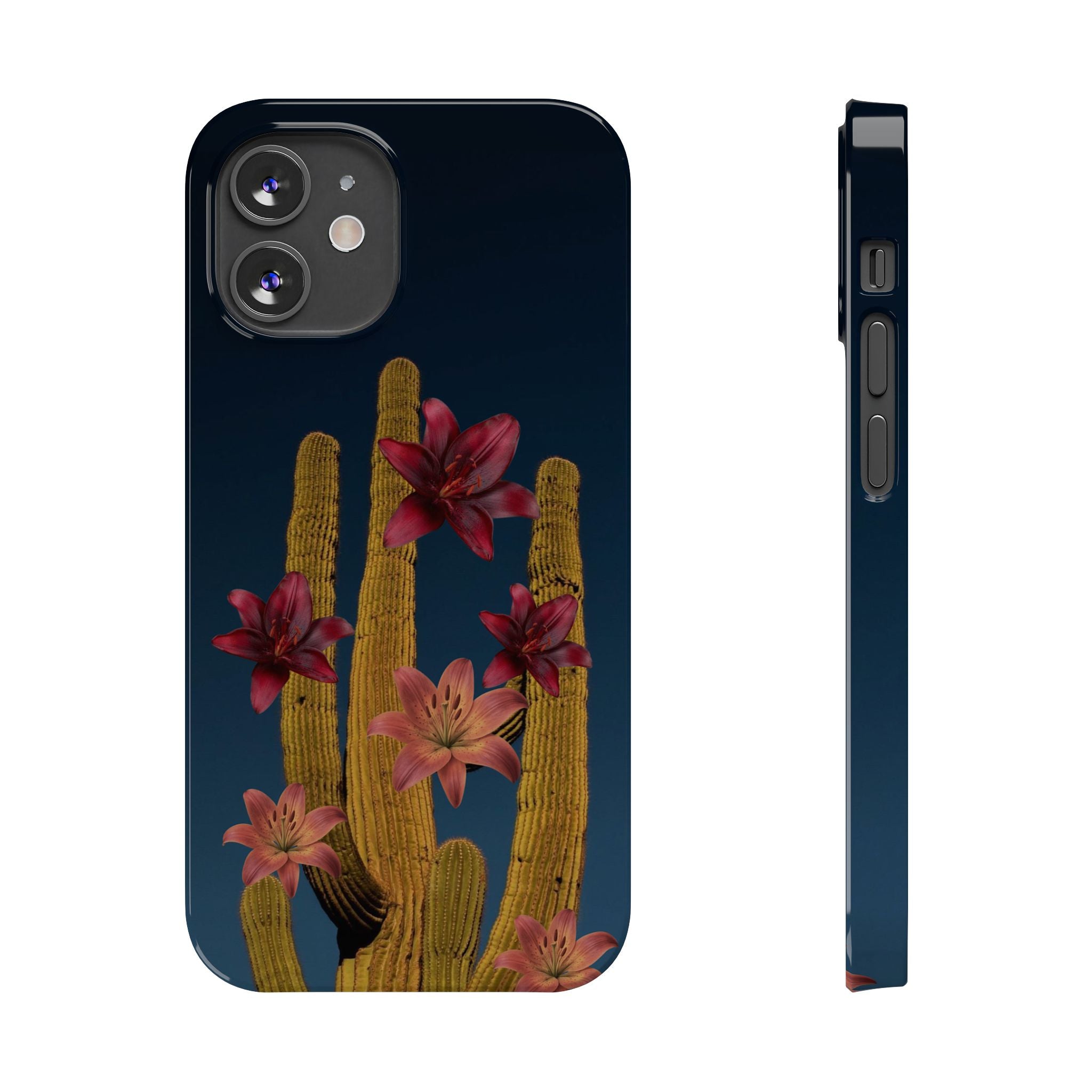 Cactus Bloom Slim Phone Case — Desert Floral Night Design