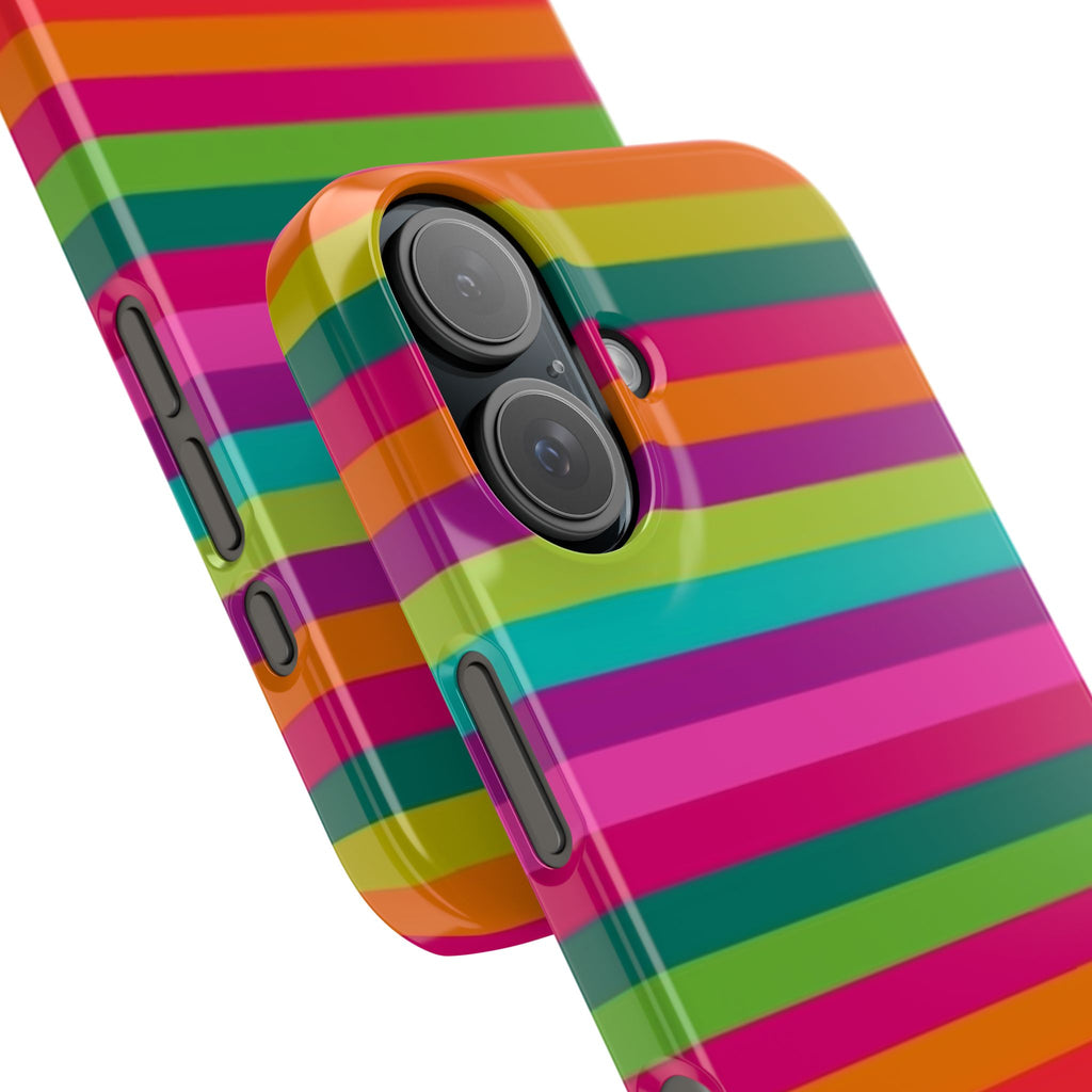 Chic Stripes Slim Phone Case — Colorful Rainbow Stripe Monogram Phone Cover