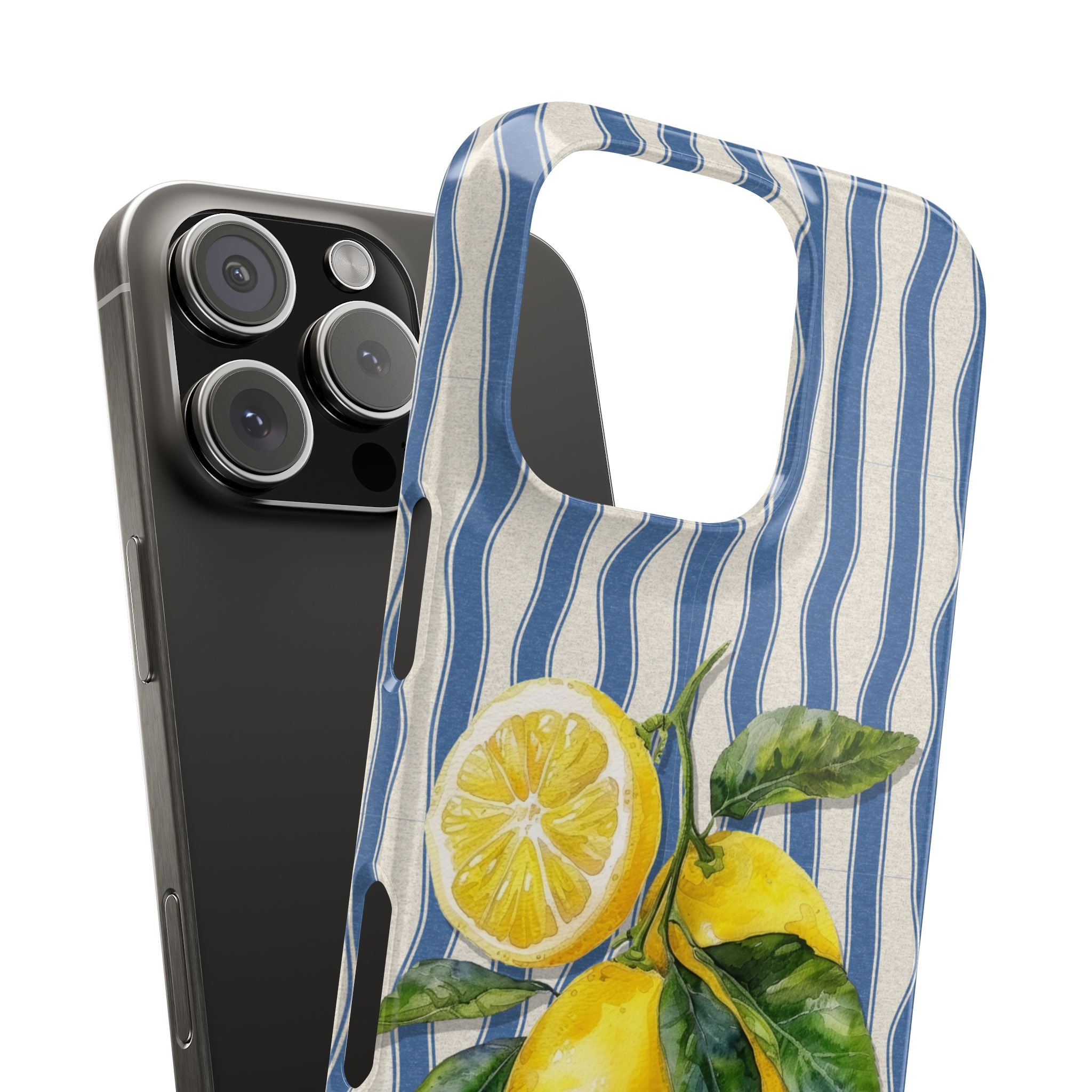 Lemon Stripe Slim Phone Case – Hand-Painted Citrus Design