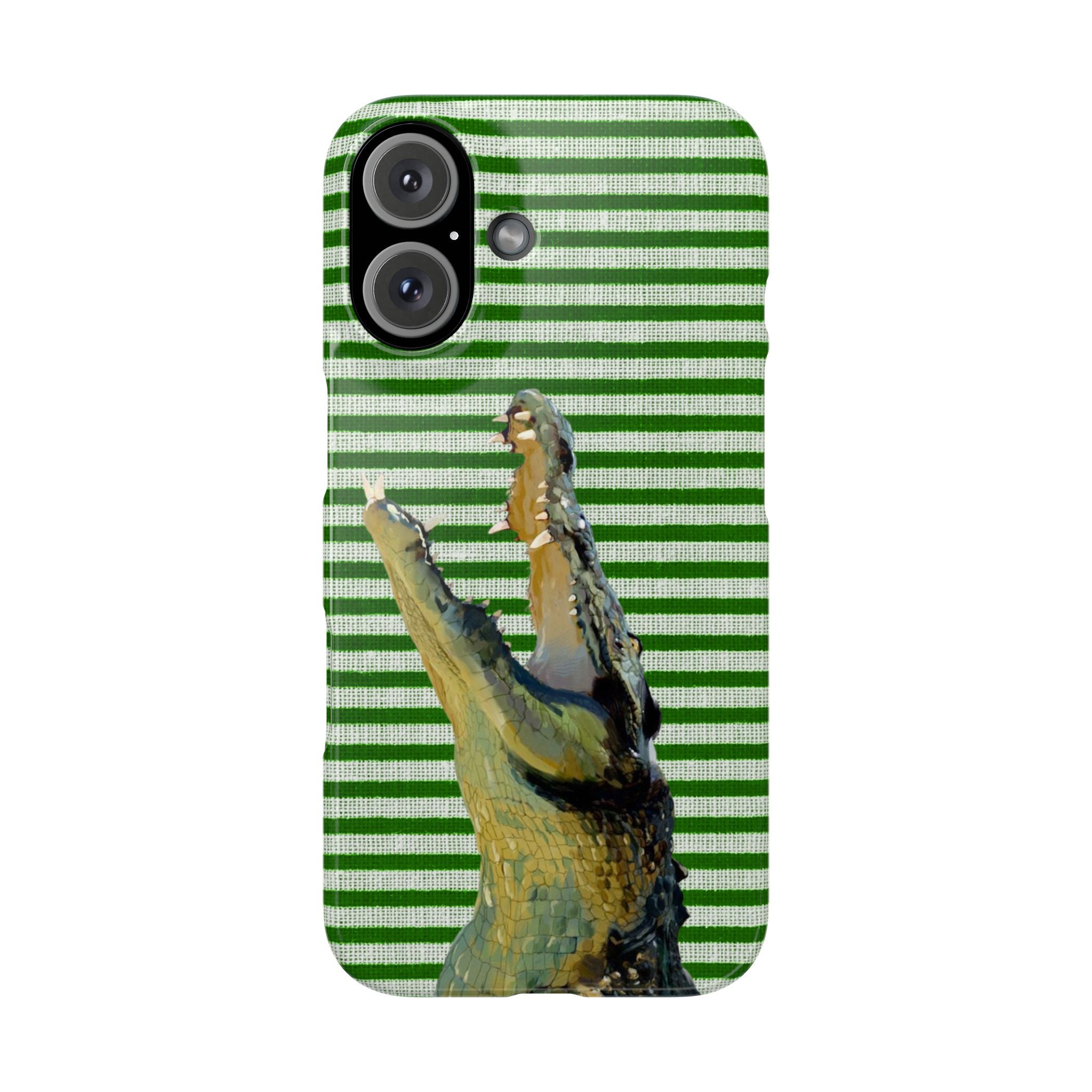 Alligator Stripes Slim Phone Case — Green Striped Gator Design