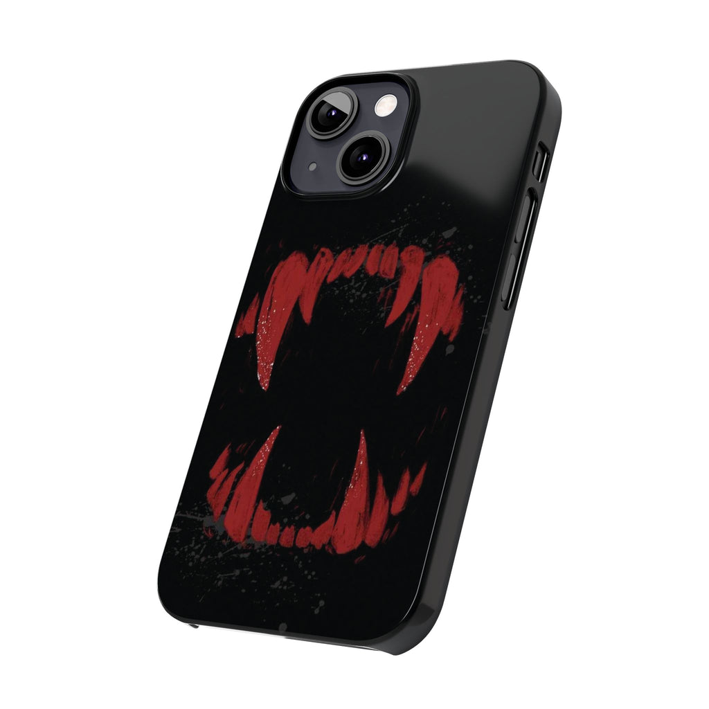 Vampire Fangs Slim Phone Case — Gothic Red Bite Design