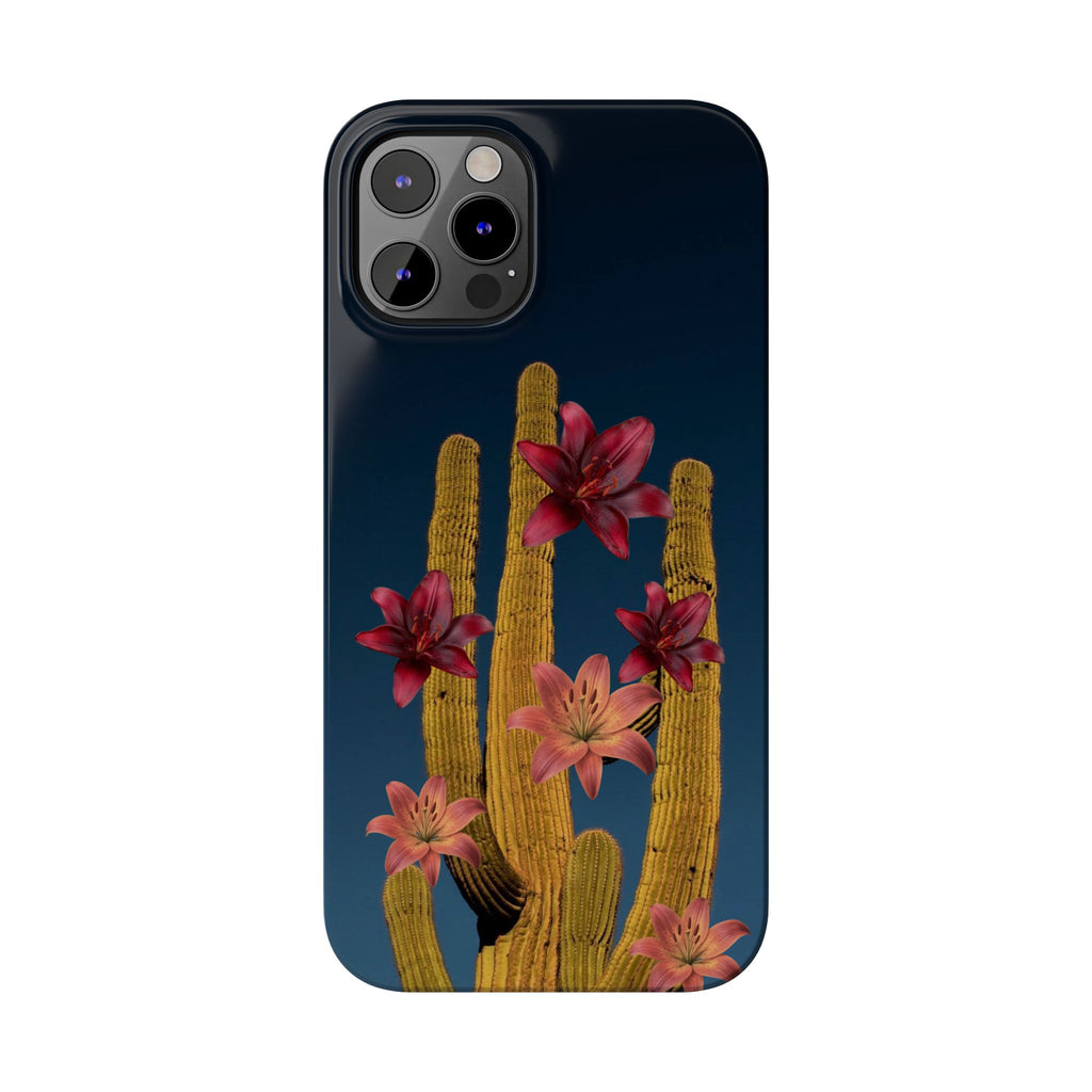 Cactus Bloom Slim Phone Case — Desert Floral Night Design