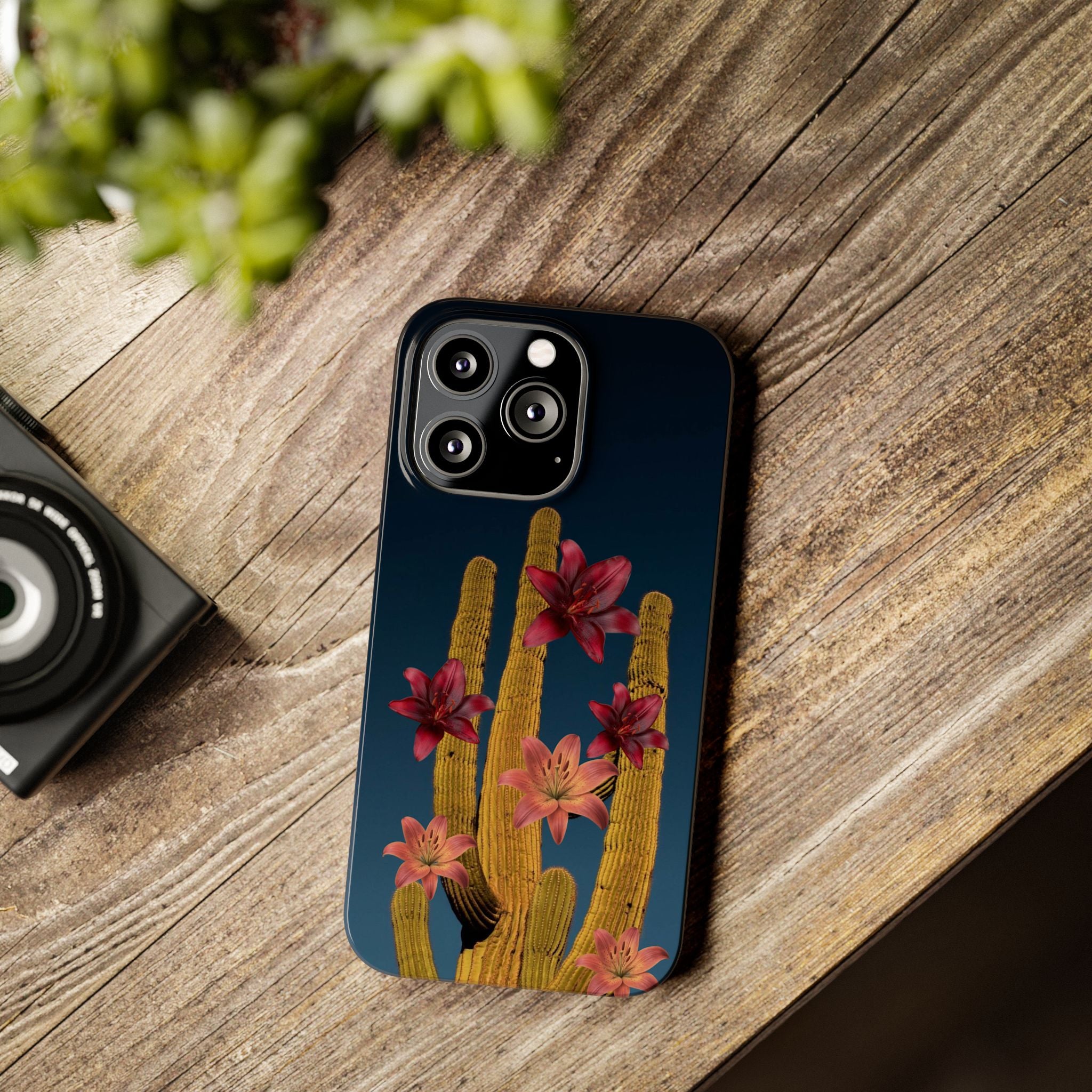Cactus Bloom Slim Phone Case — Desert Floral Night Design