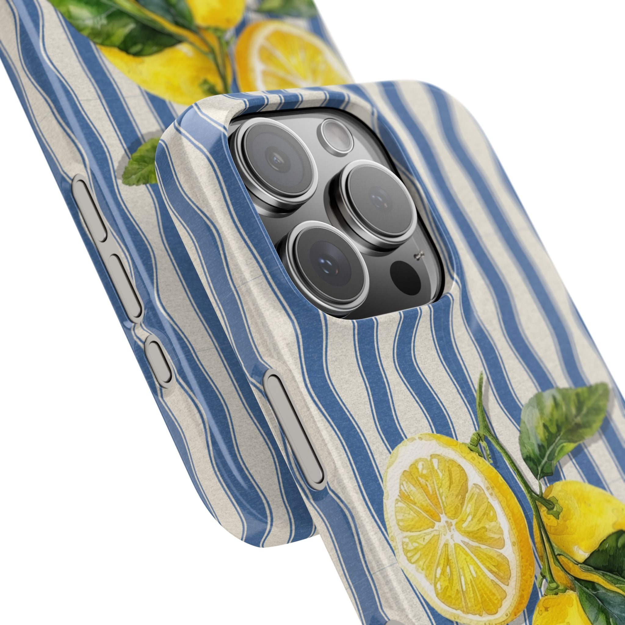 Lemon Stripe Slim Phone Case – Hand-Painted Citrus Design