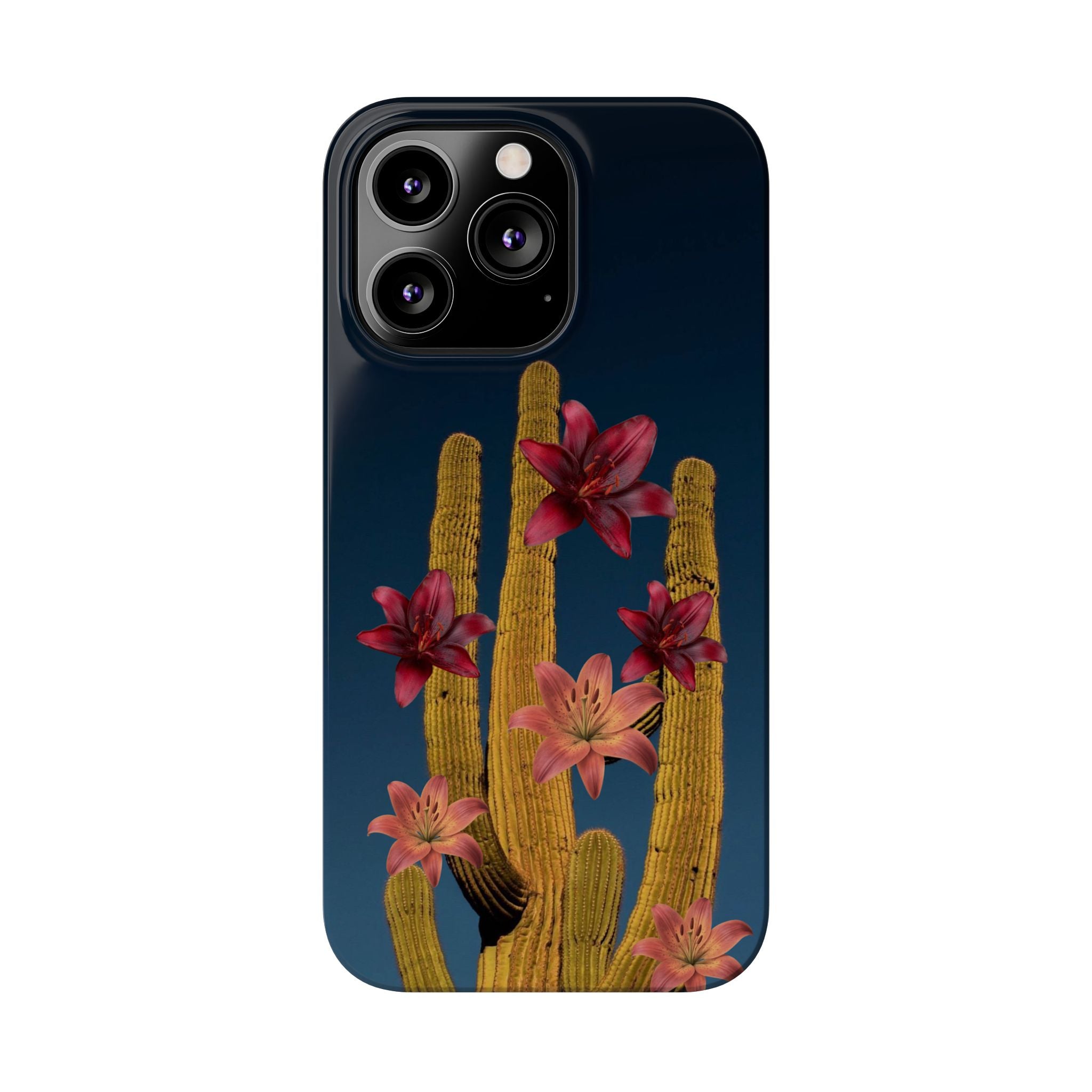 Cactus Bloom Slim Phone Case — Desert Floral Night Design