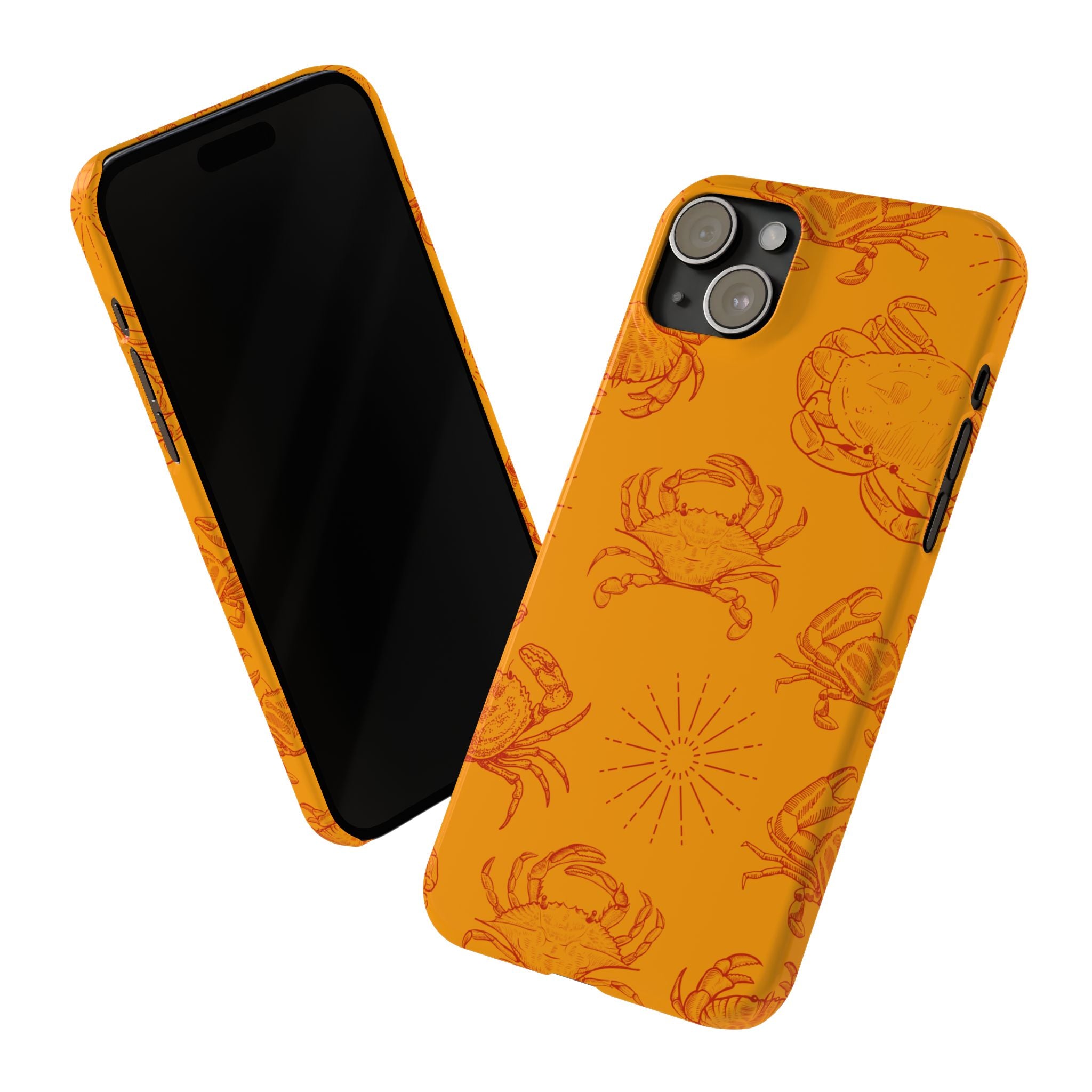 Crab Pattern Slim Phone Case — Orange Nautical Beach Vibe