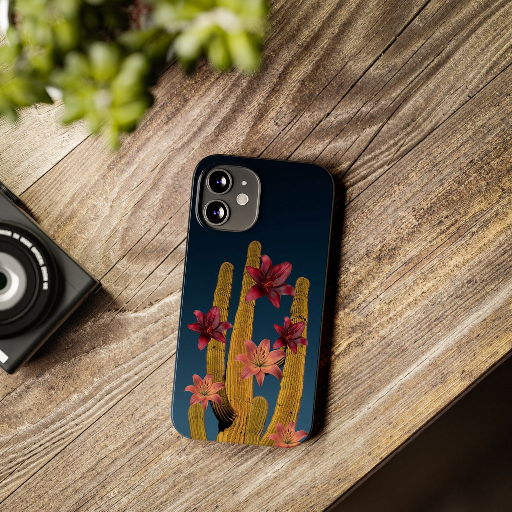 Cactus Bloom Slim Phone Case — Desert Floral Night Design